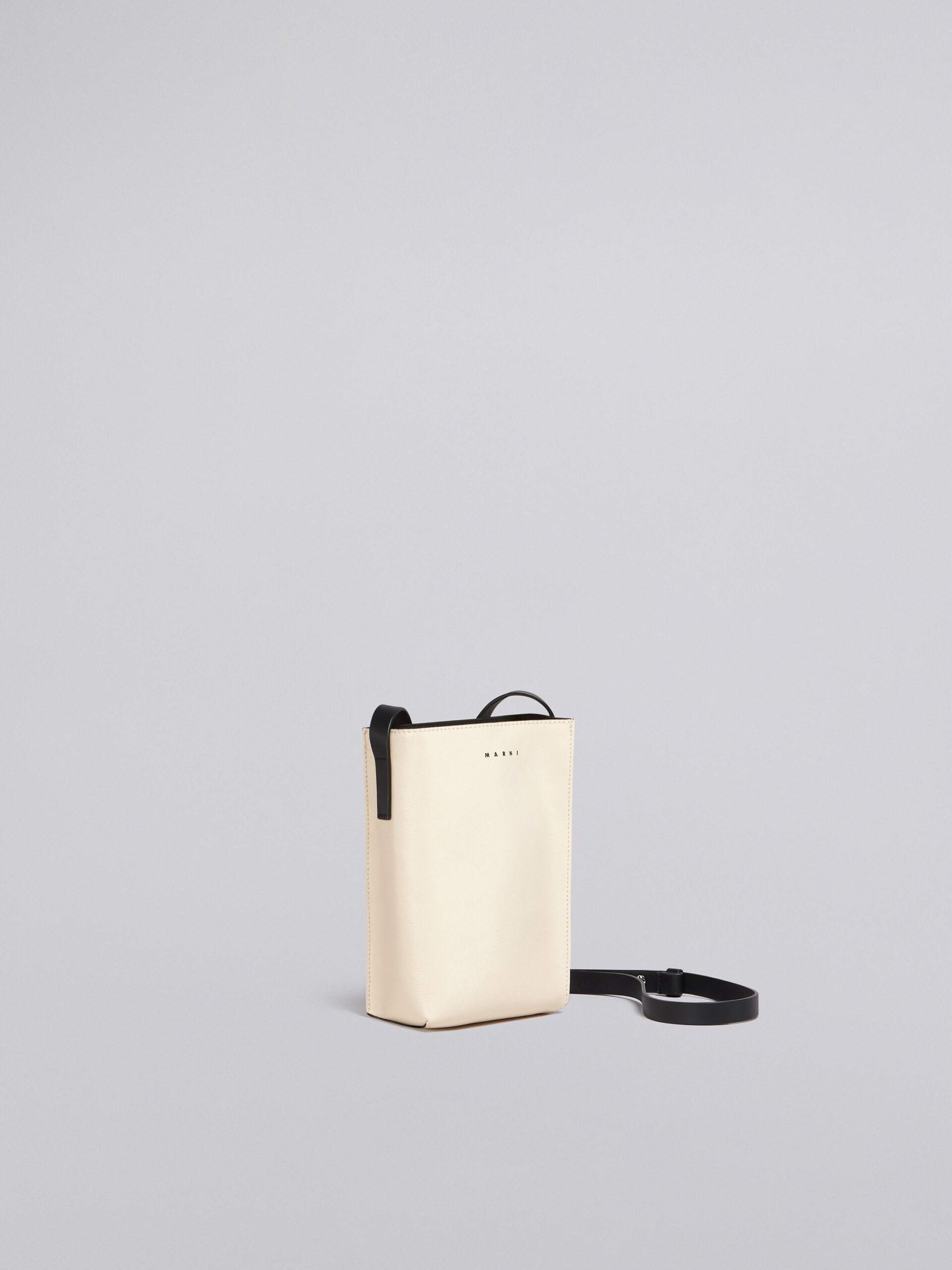 MUSEO SOFT bag piccola in pelle lucida bianca e marrone - Borse a spalla - Image 5