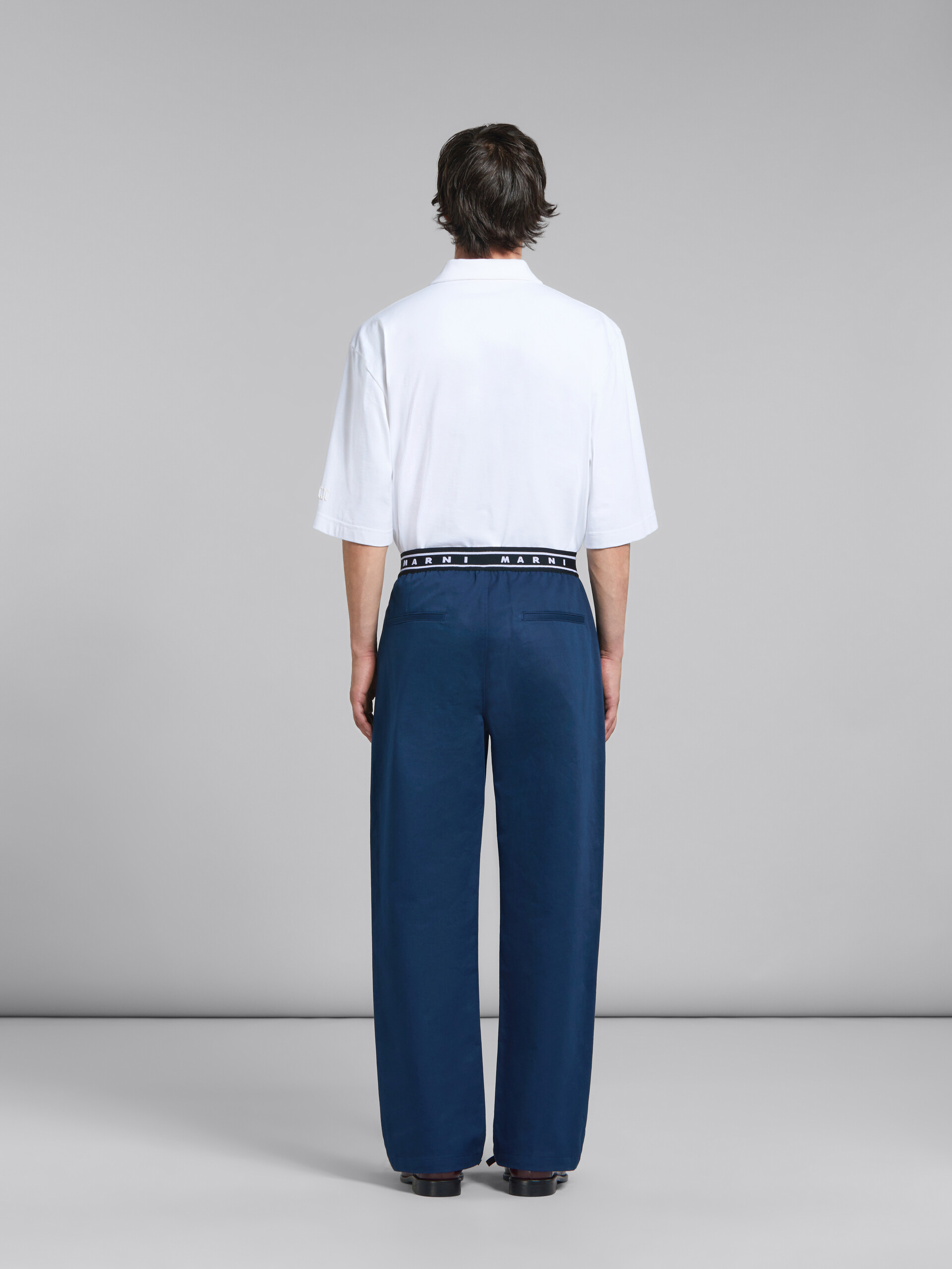 Blue bio gabardine trousers with back logo waist - Pants - Image 3