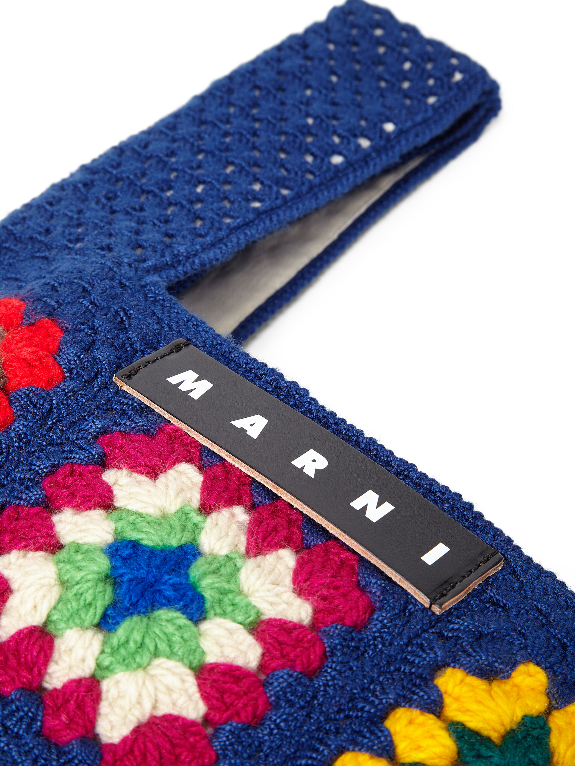 Shopping bag MARNI MARKET with patchwork floral motif in blue crochet polyester - Bags - Image 4