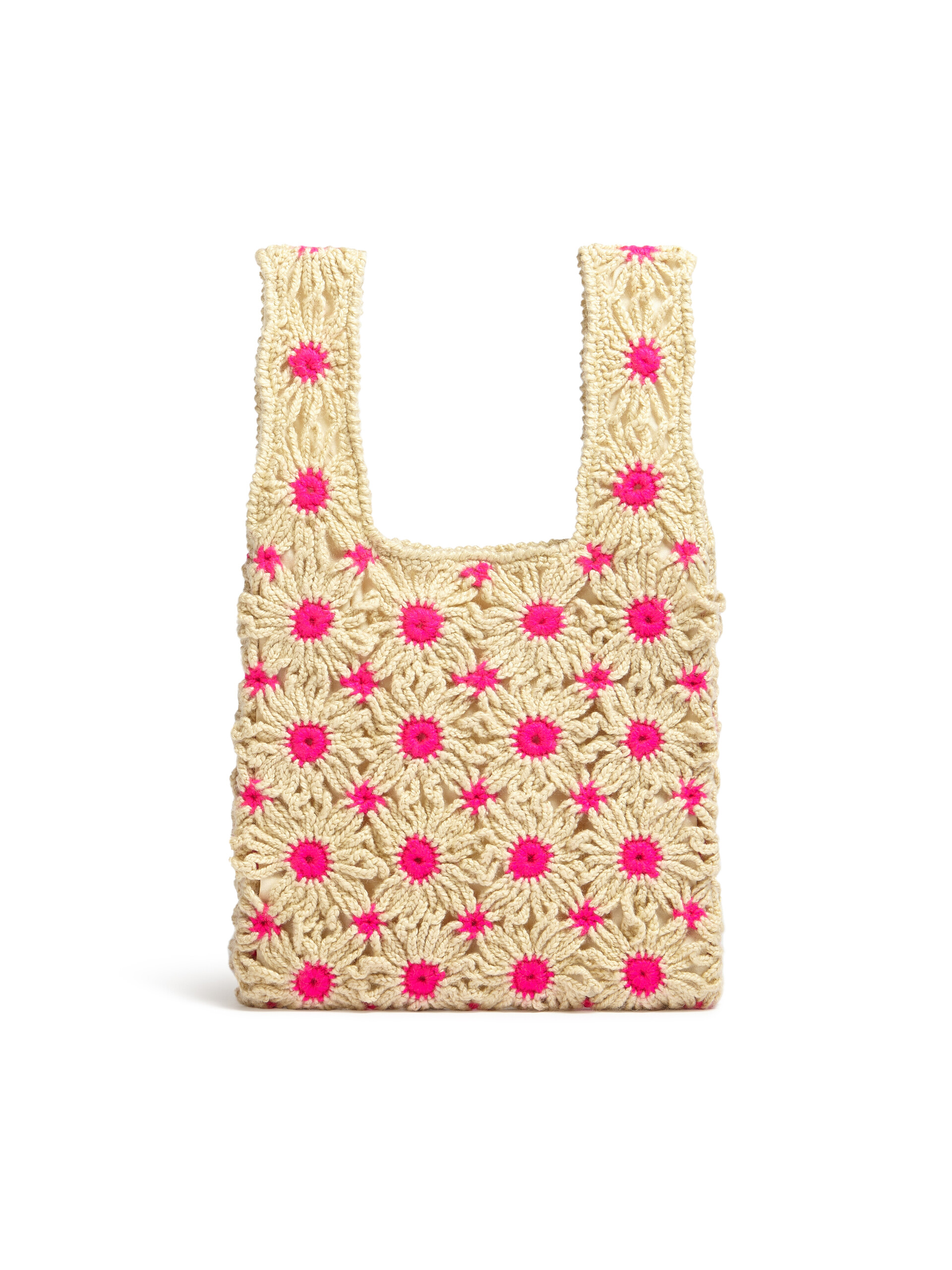 MARNI MARKET FISH bag in pink crochet - Shopping Bags - Image 3