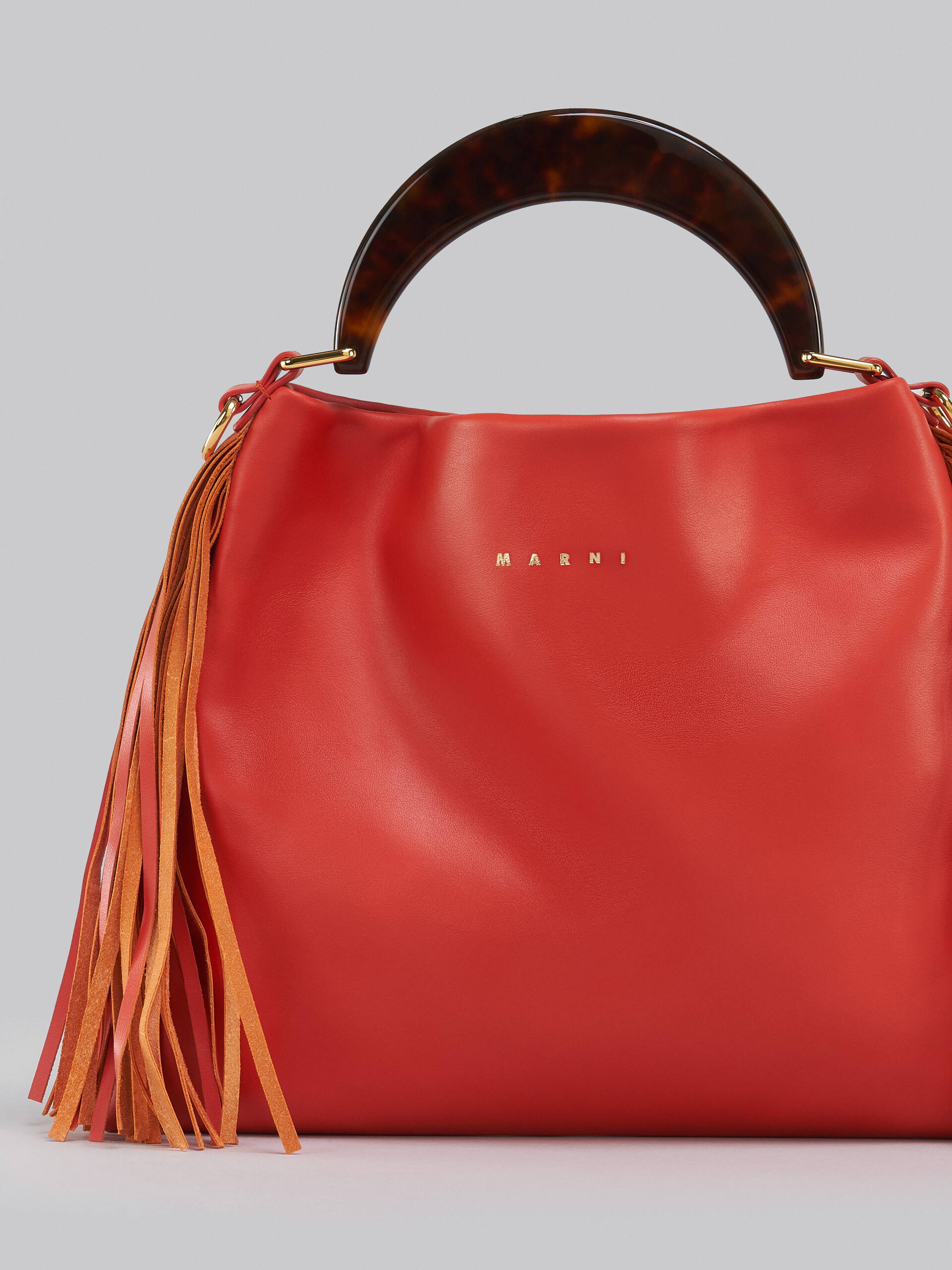 Venice Small Bag in orange leather with fringes - Shoulder Bag - Image 5