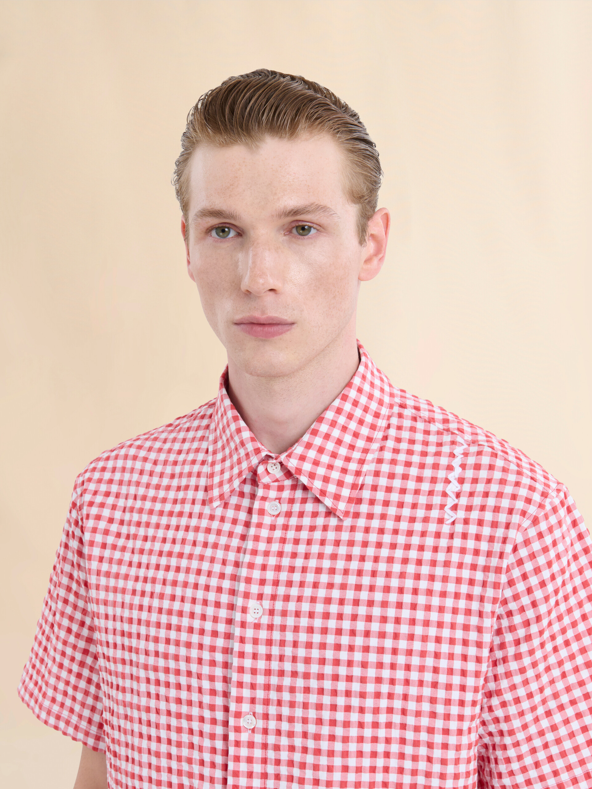 Light blue and white seersucker checked shirt - Shirts - Image 4
