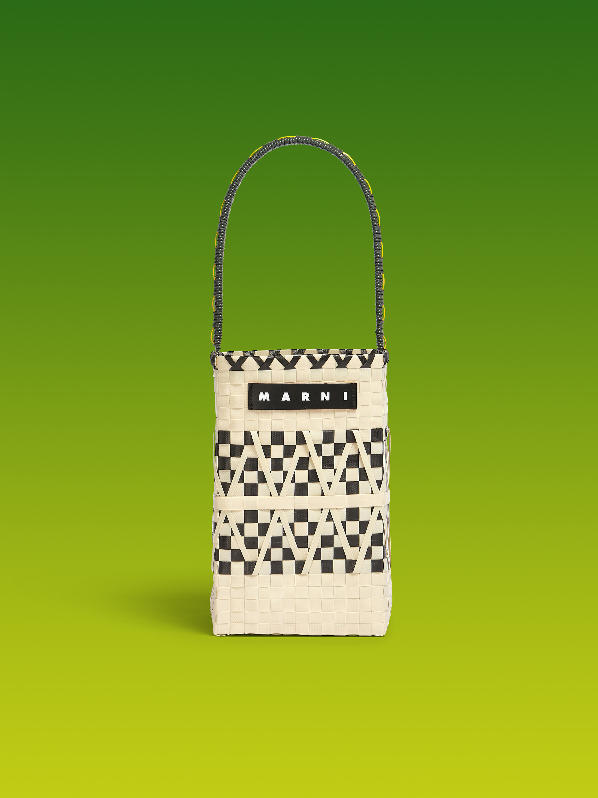 MARNI MARKET STENCIL white and black bucket bag - Shopping Bags - Image 1