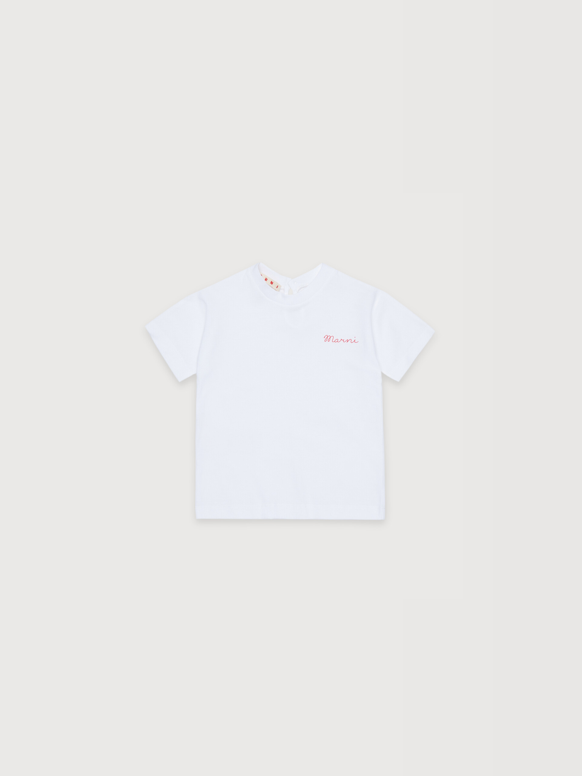 White cotton T-shirt with cursive Marni logo - T-shirts - Image 1