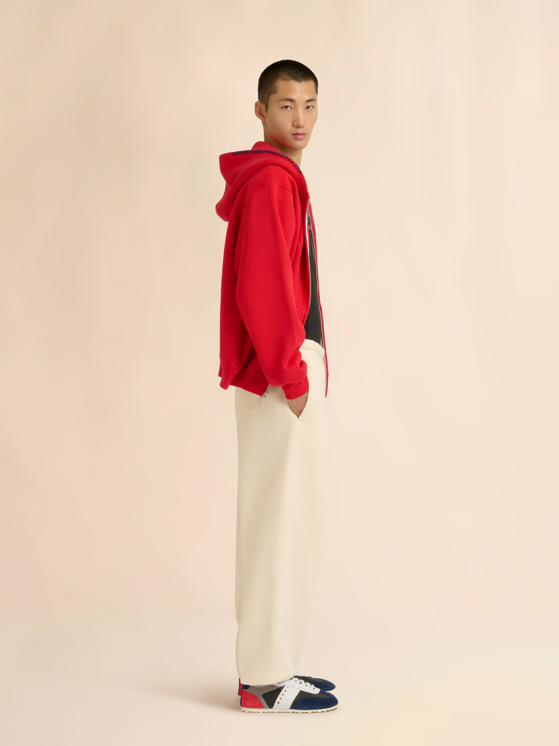 Marni + Madhappy red cotton zip hoodie with animal print - Sweaters - Image 6