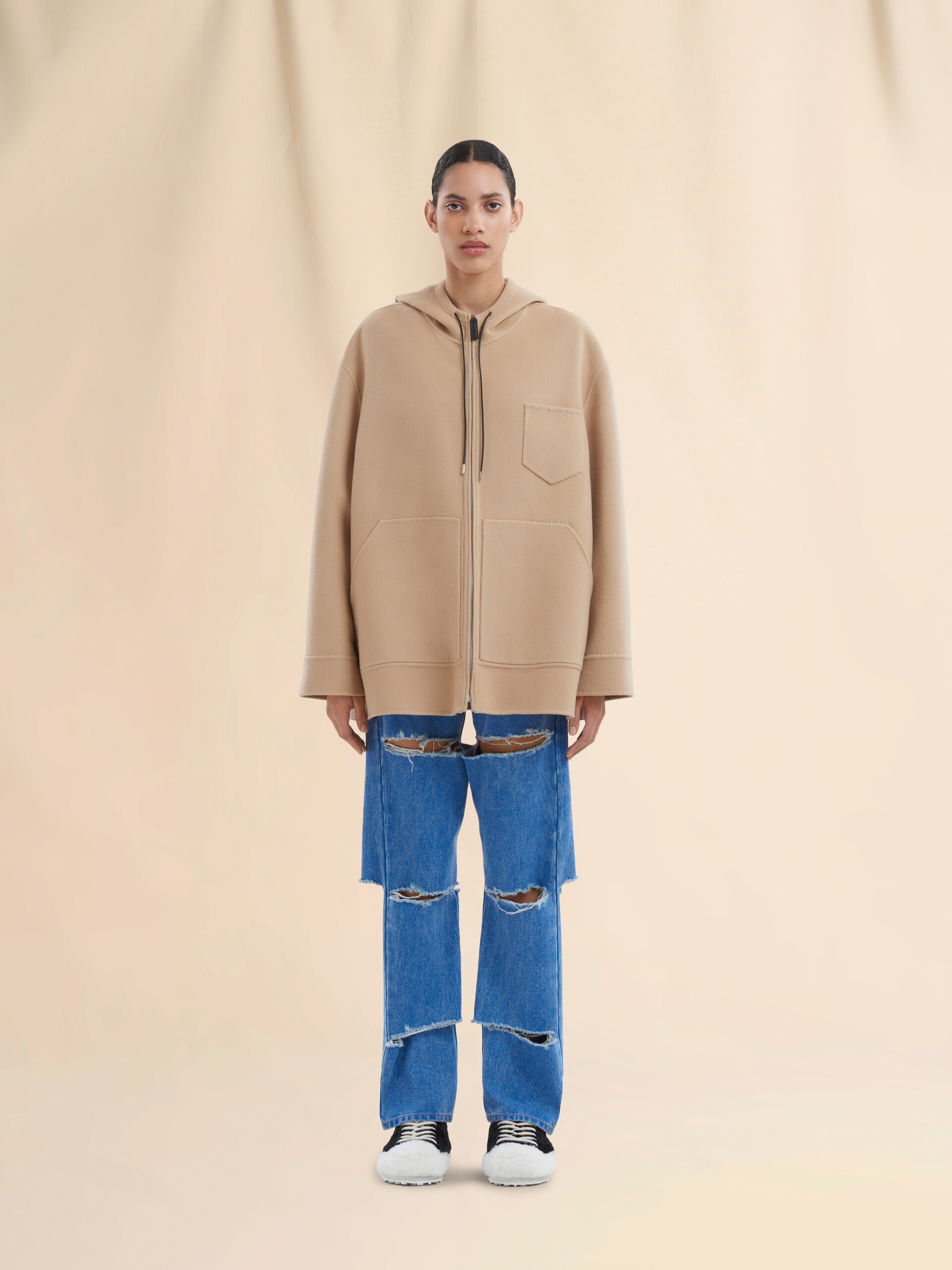 Schwarzer Parka aus Wolle und Kaschmir mit Marni Mending - Jacken - Image 2