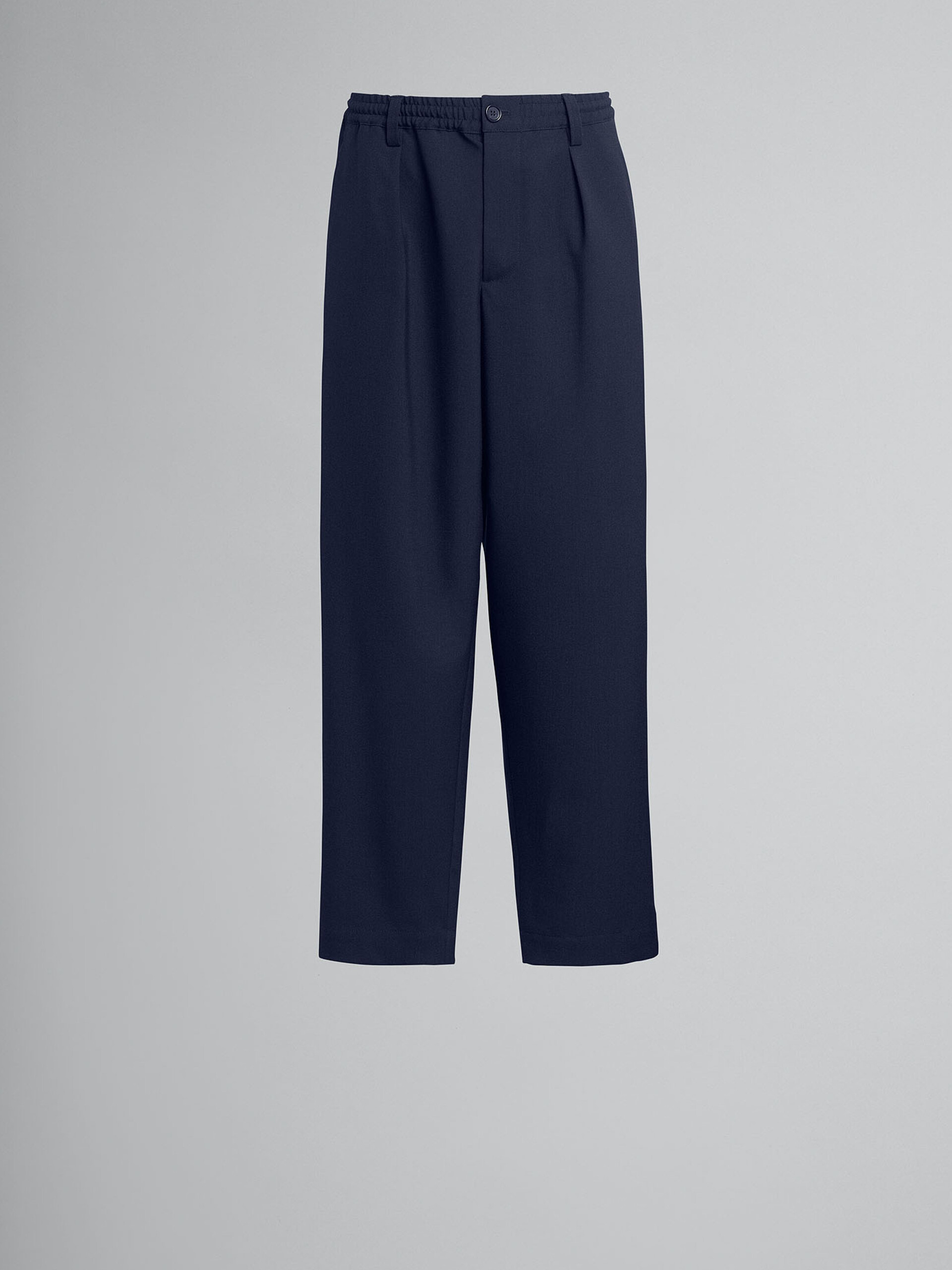 Blue cropped trousers in tropical wool - Pants - Image 1