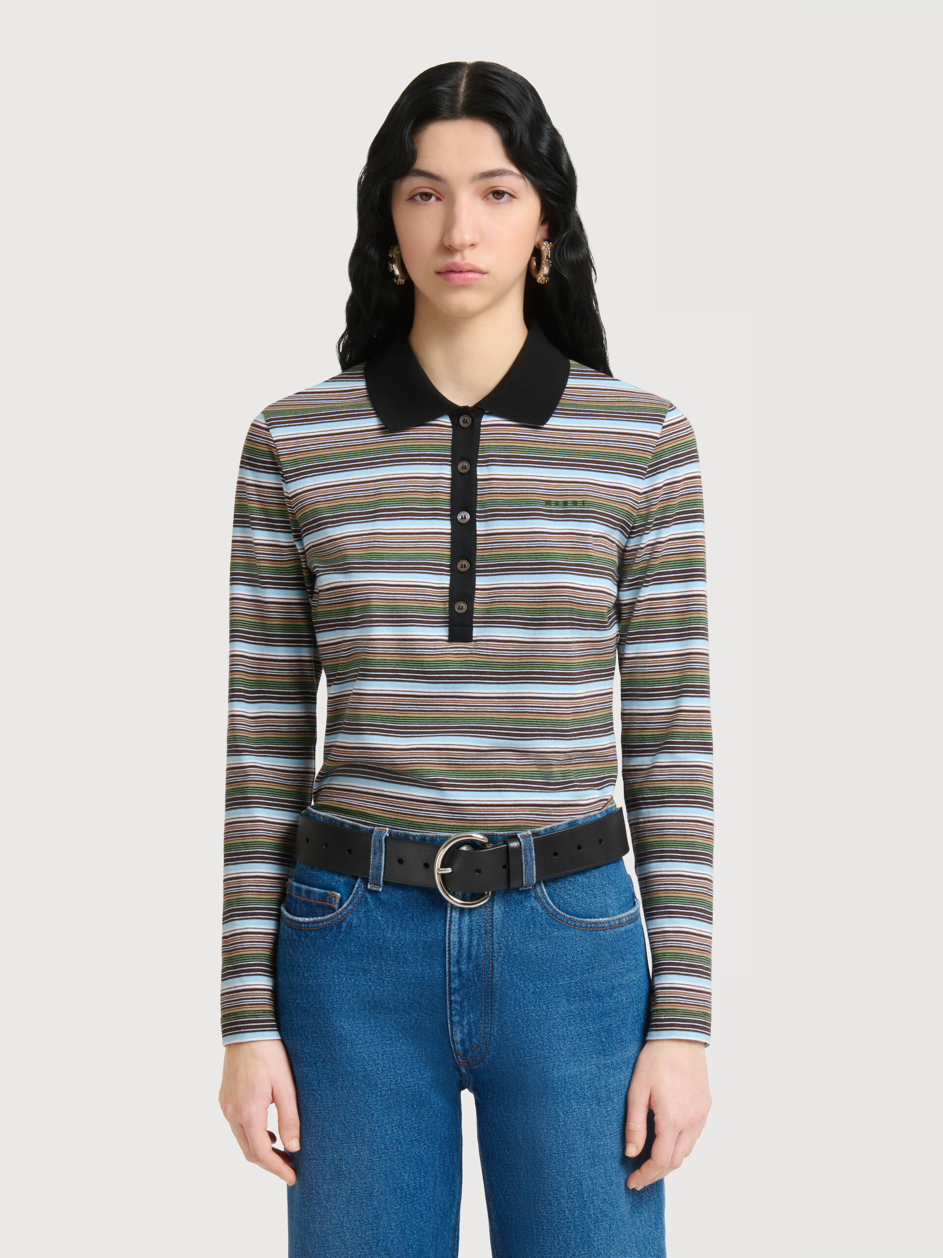 Multicolour striped jersey polo shirt - Shirts - Image 2
