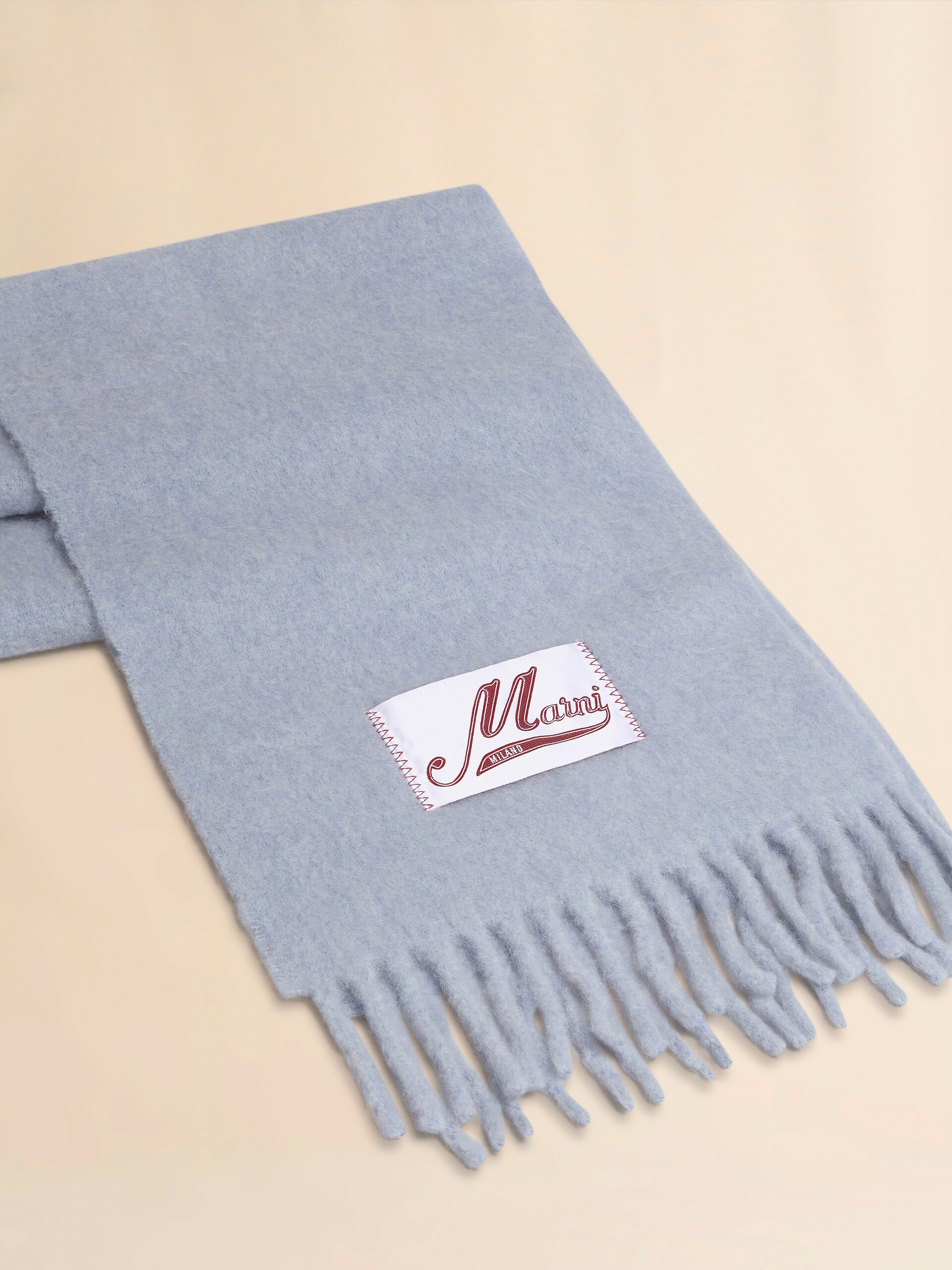 Light blue alpaca scarf - Scarves - Image 3