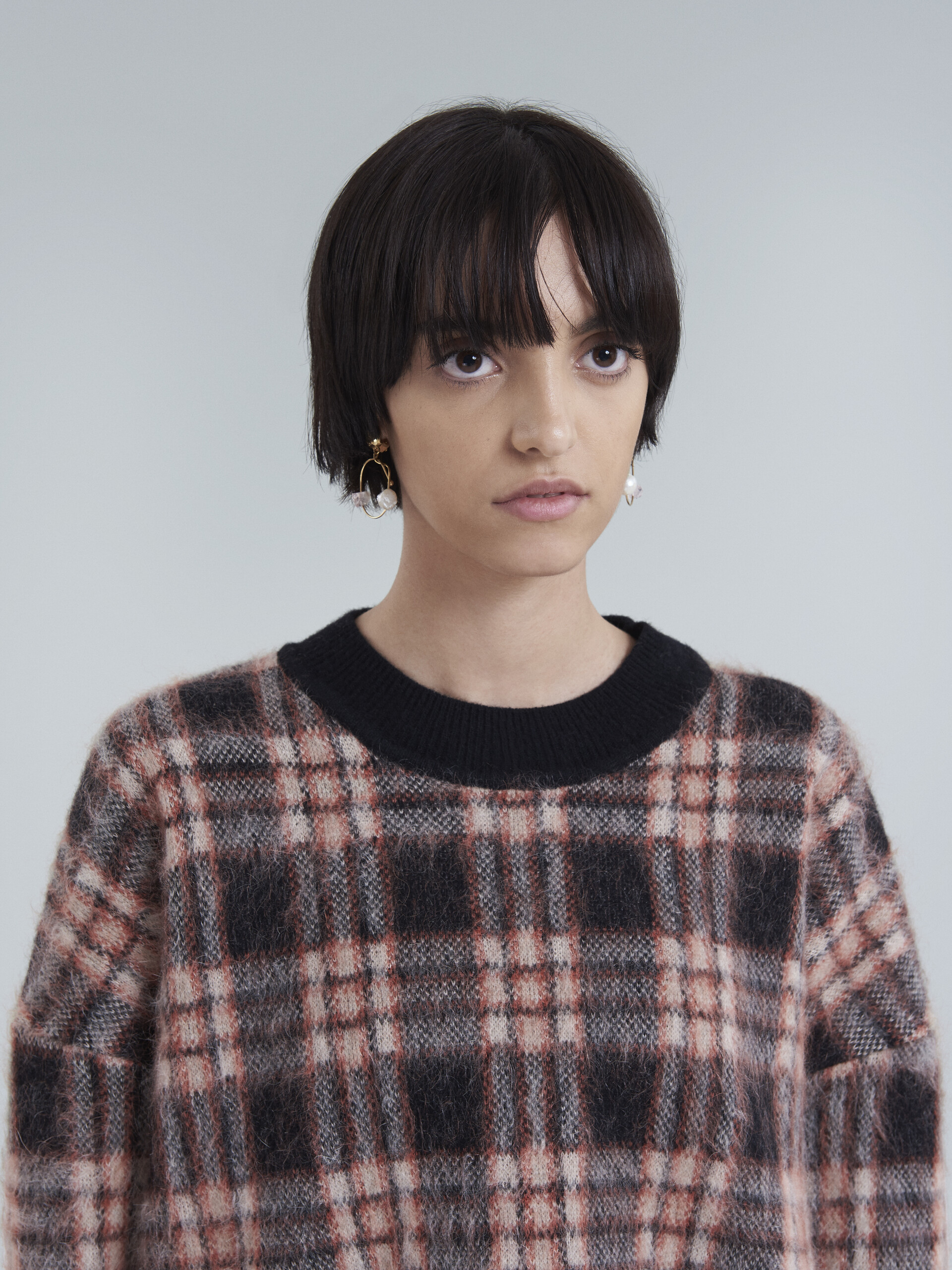 Wool and brushed mohair checked sweater - Pullovers - Image 4