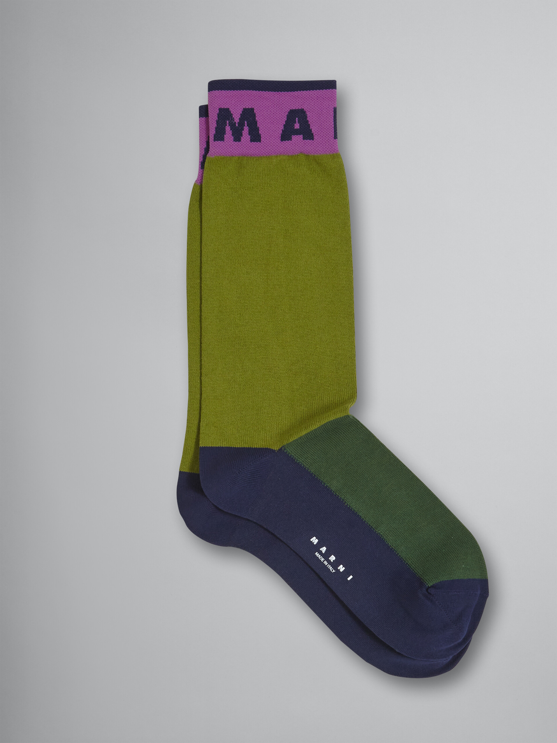 Tone on tone green and blueblack cotton nylon sock - Socks - Image 1