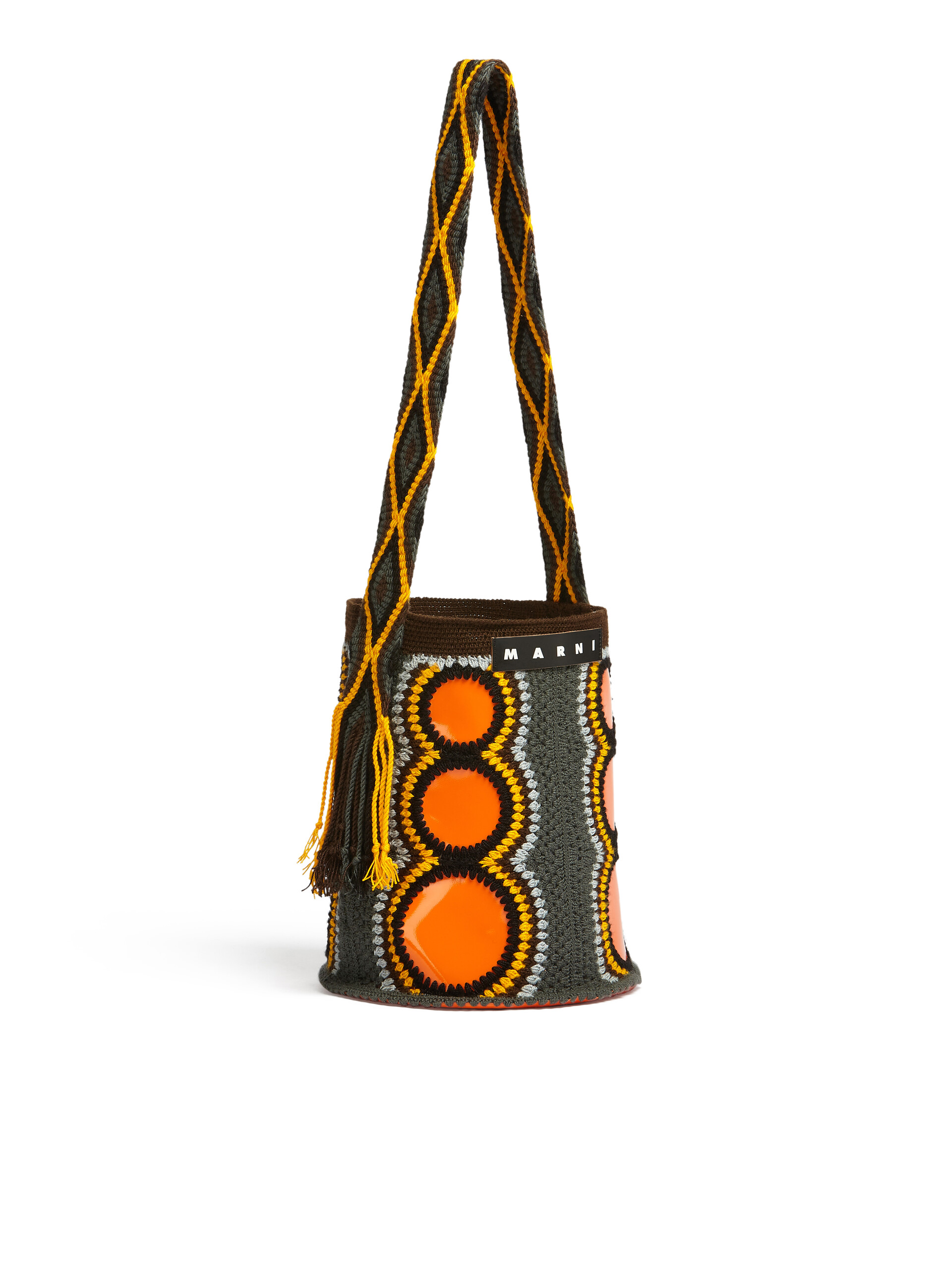 MARNI MARKET bag in green and orange technical wool - Shopping Bags - Image 2