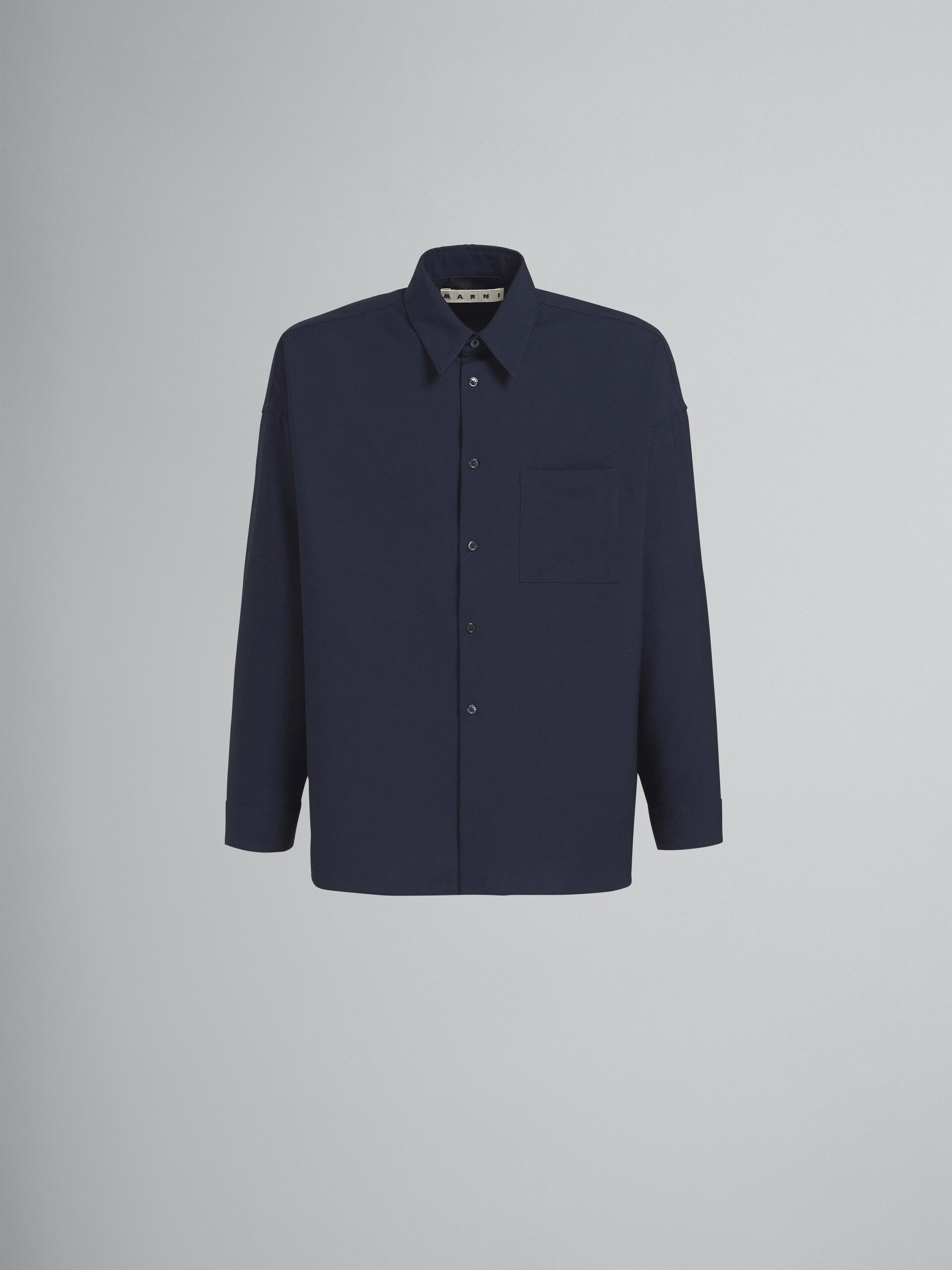 Blue black tropical wool shirt - Shirts - Image 1