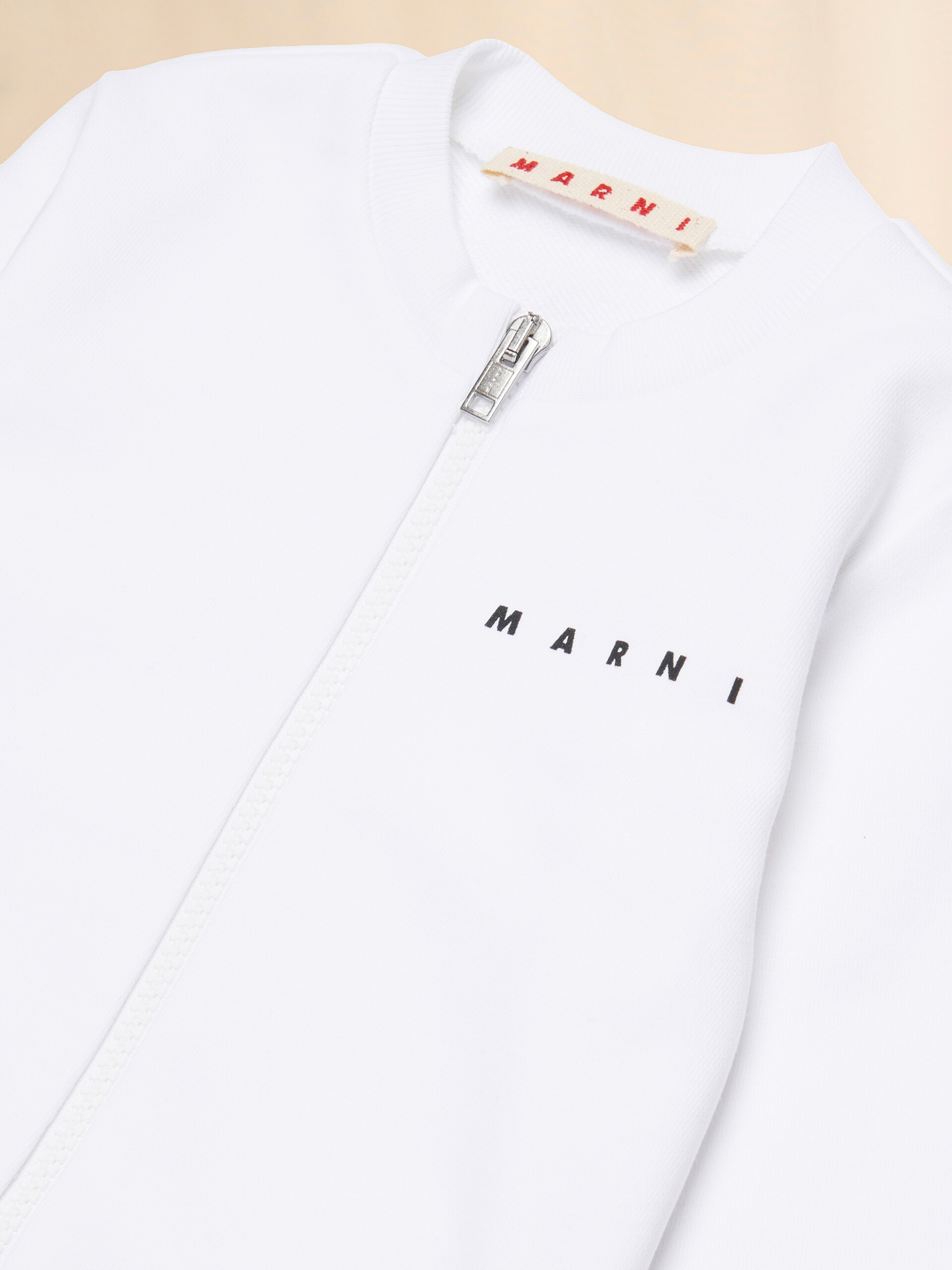 White cotton zipper sweatshirt with Marni print - Sweaters - Image 3