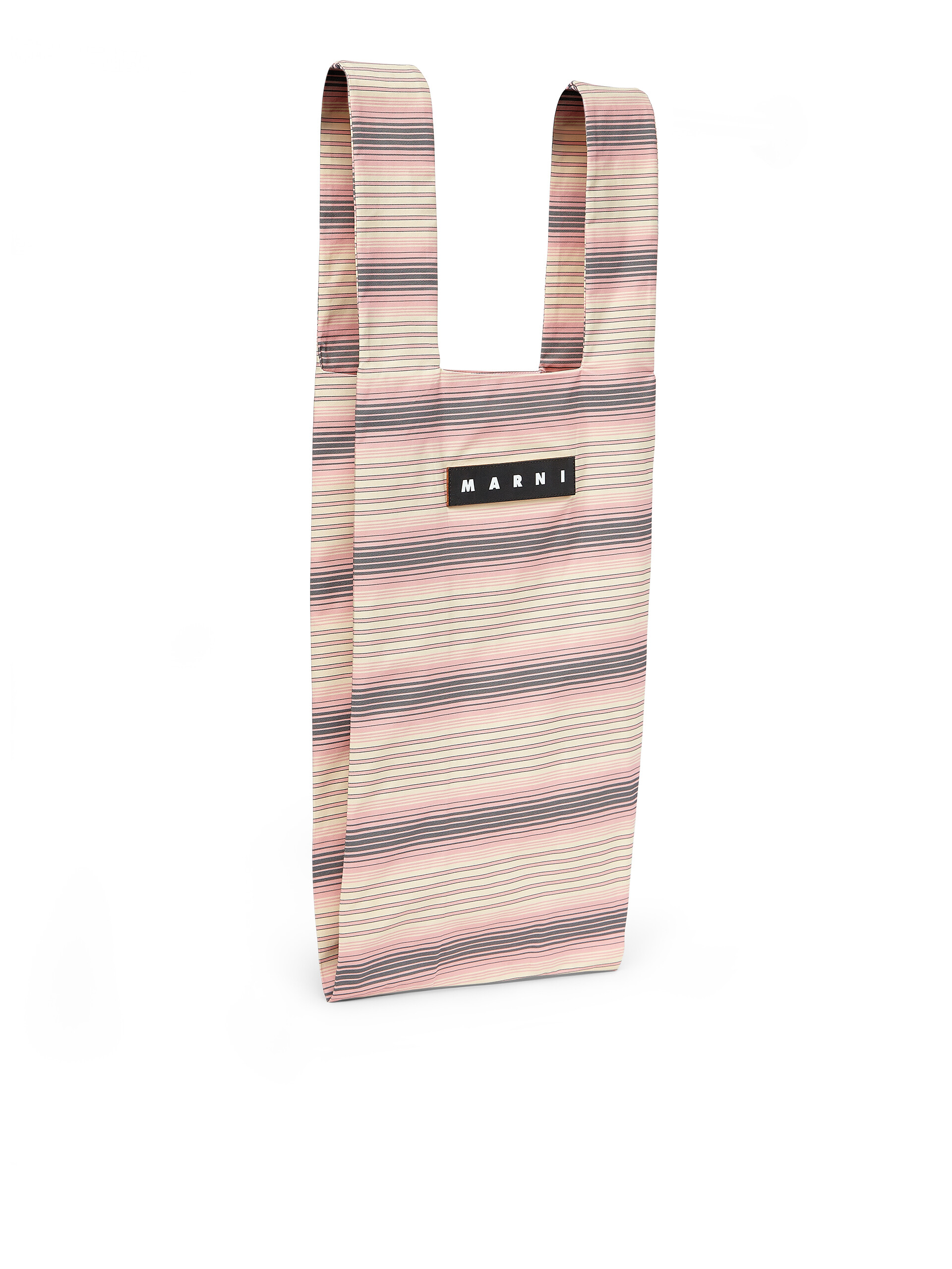 MARNI MARKET shopping bag with pink horizontal striped print - Bags - Image 2