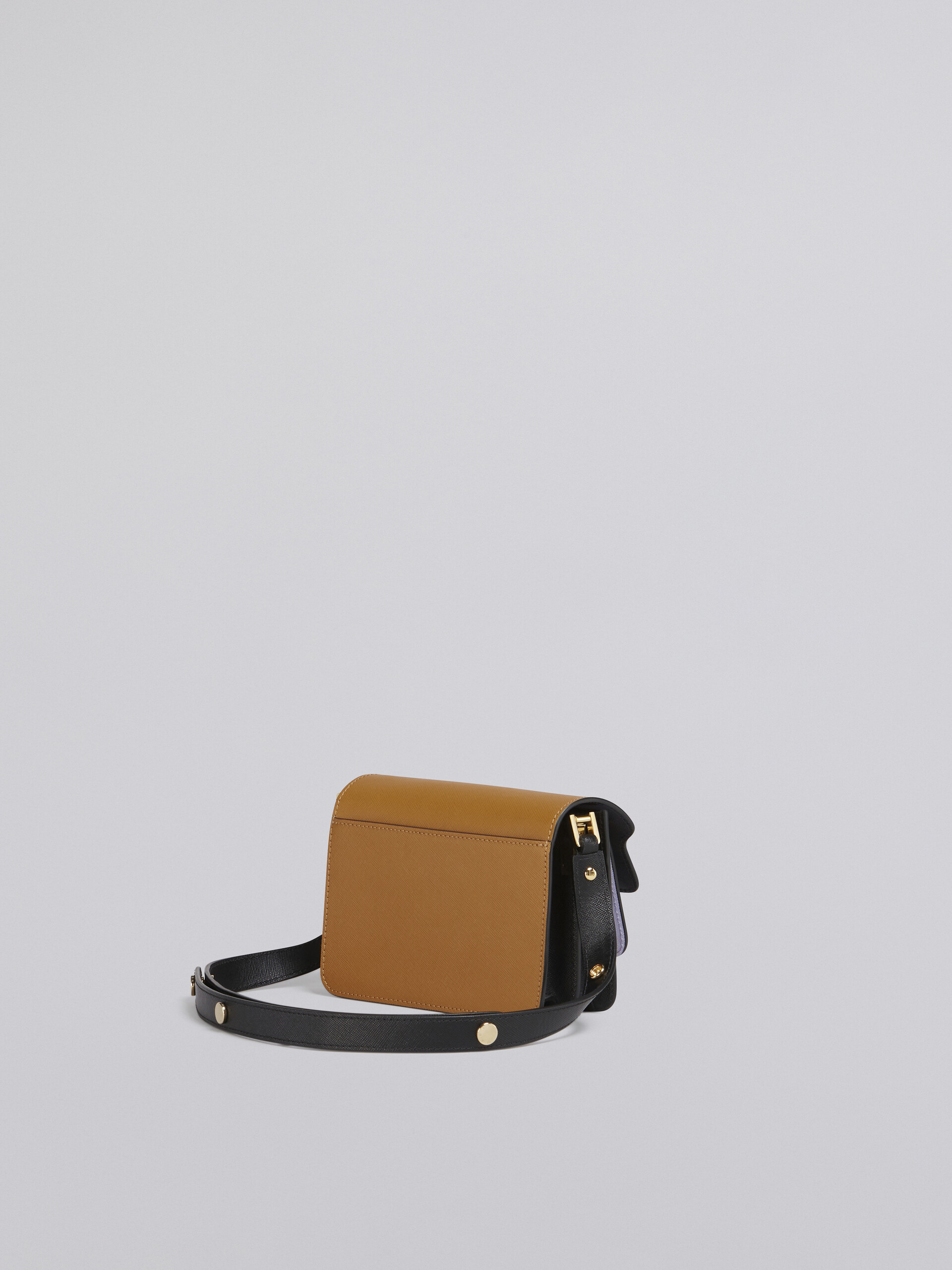 Mini sac TRUNK en cuir saffiano marron, lilas et noir - Sacs portés épaule - Image 3