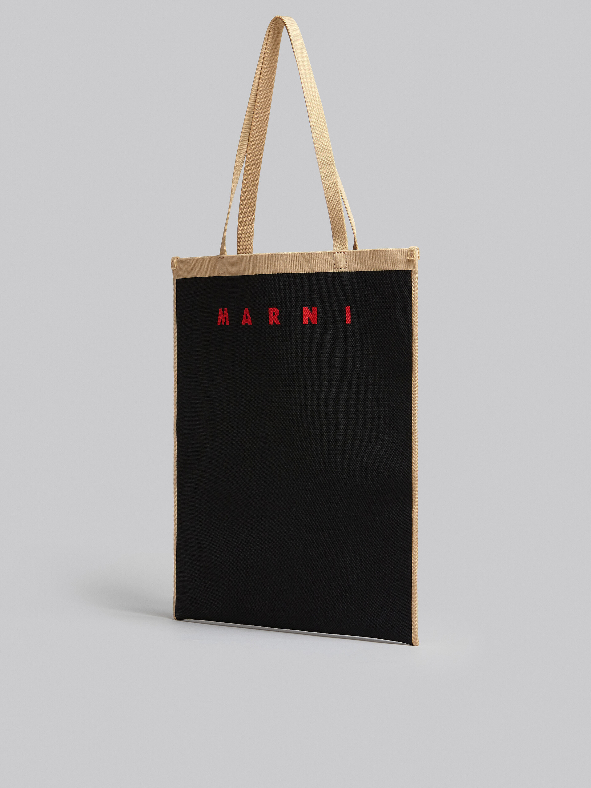 Tasche aus Jacquard in Schwarz und Beige - Shopper - Image 3
