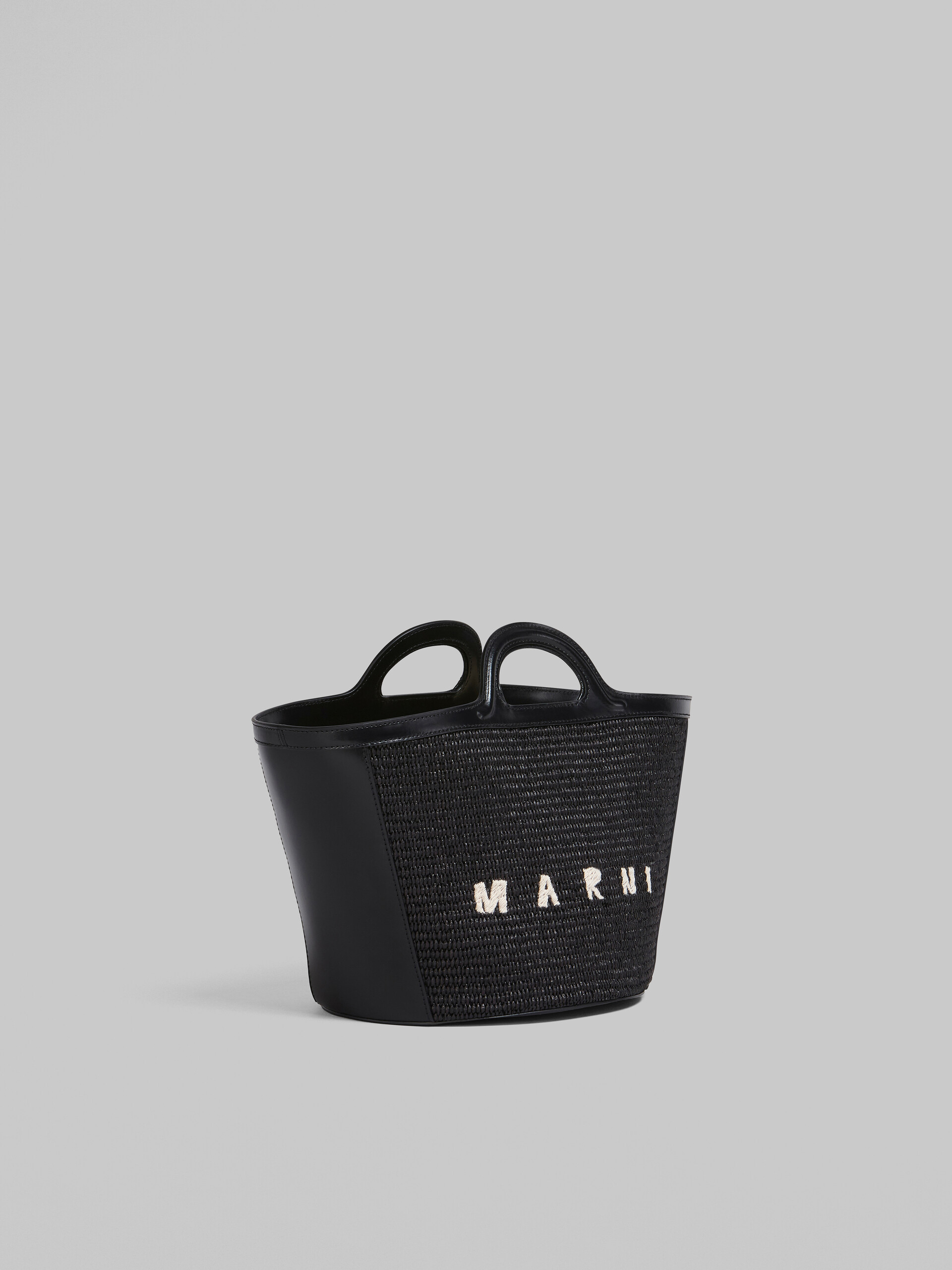 Tropicalia Small Bag in black leather and raffia - Handbags - Image 6