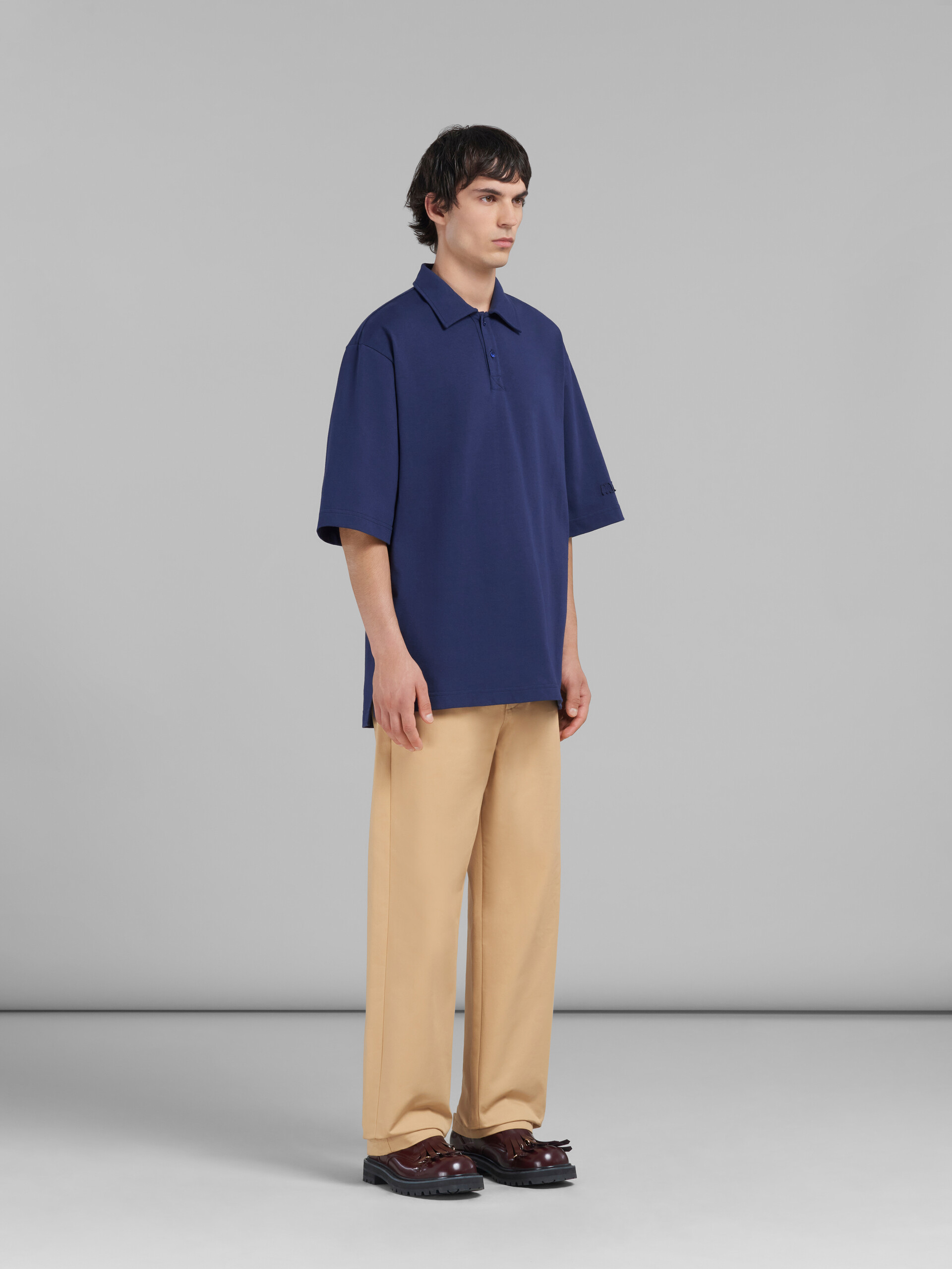 Blue bio cotton oversized polo shirt with Marni patches - Polos - Image 6