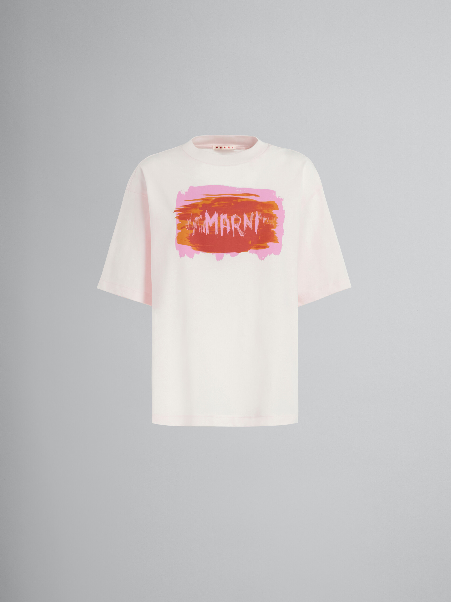Light pink bio cotton jersey T-shirt with logo - T-shirts - Image 1