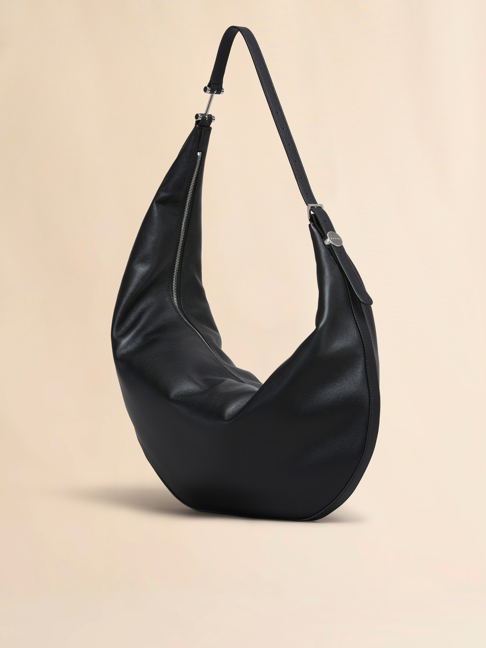 Black leather Dot medium hobo bag - Shoulder Bags - Image 3