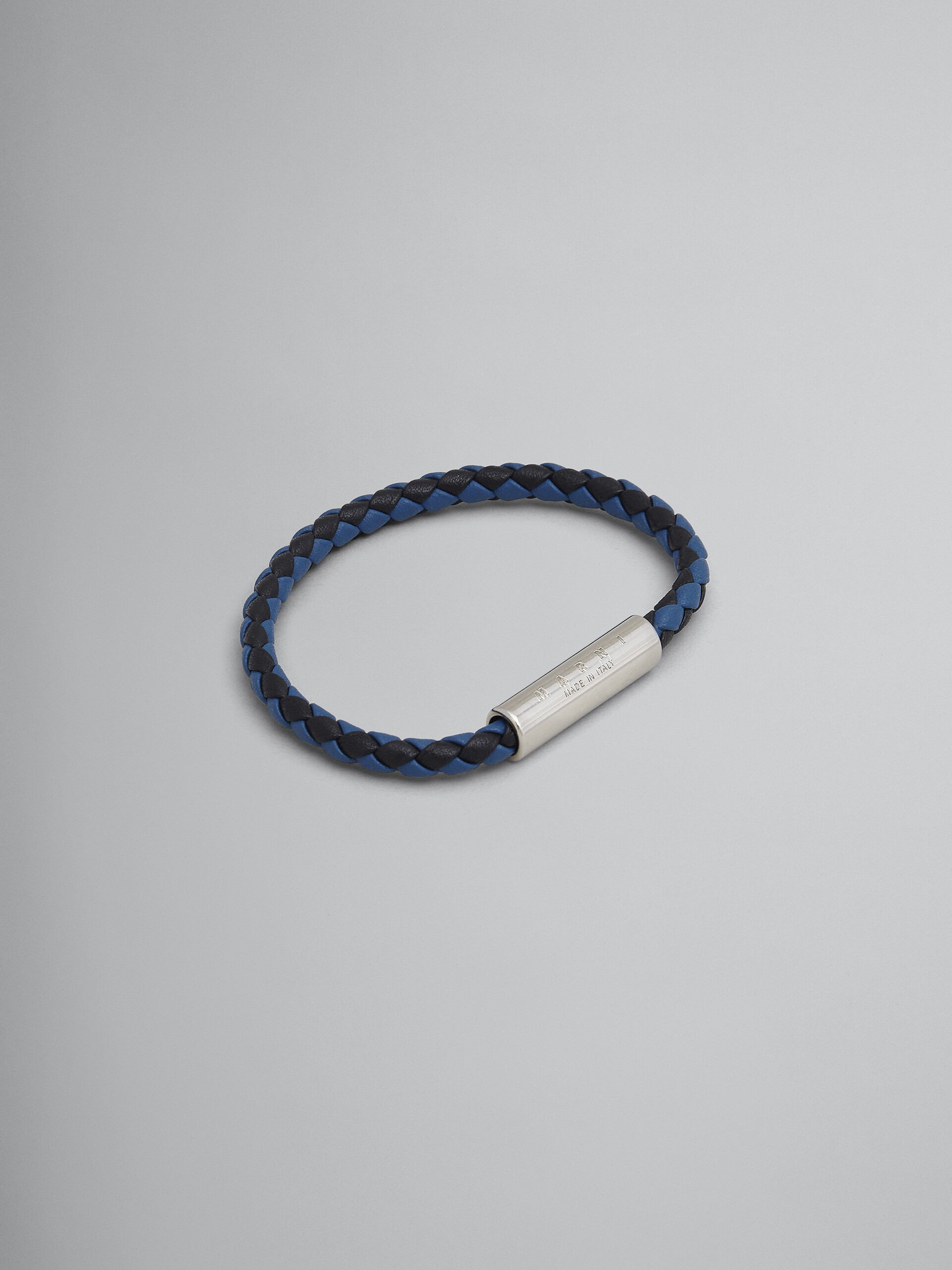 Black and blue braided leather bracelet - Bracelets - Image 1