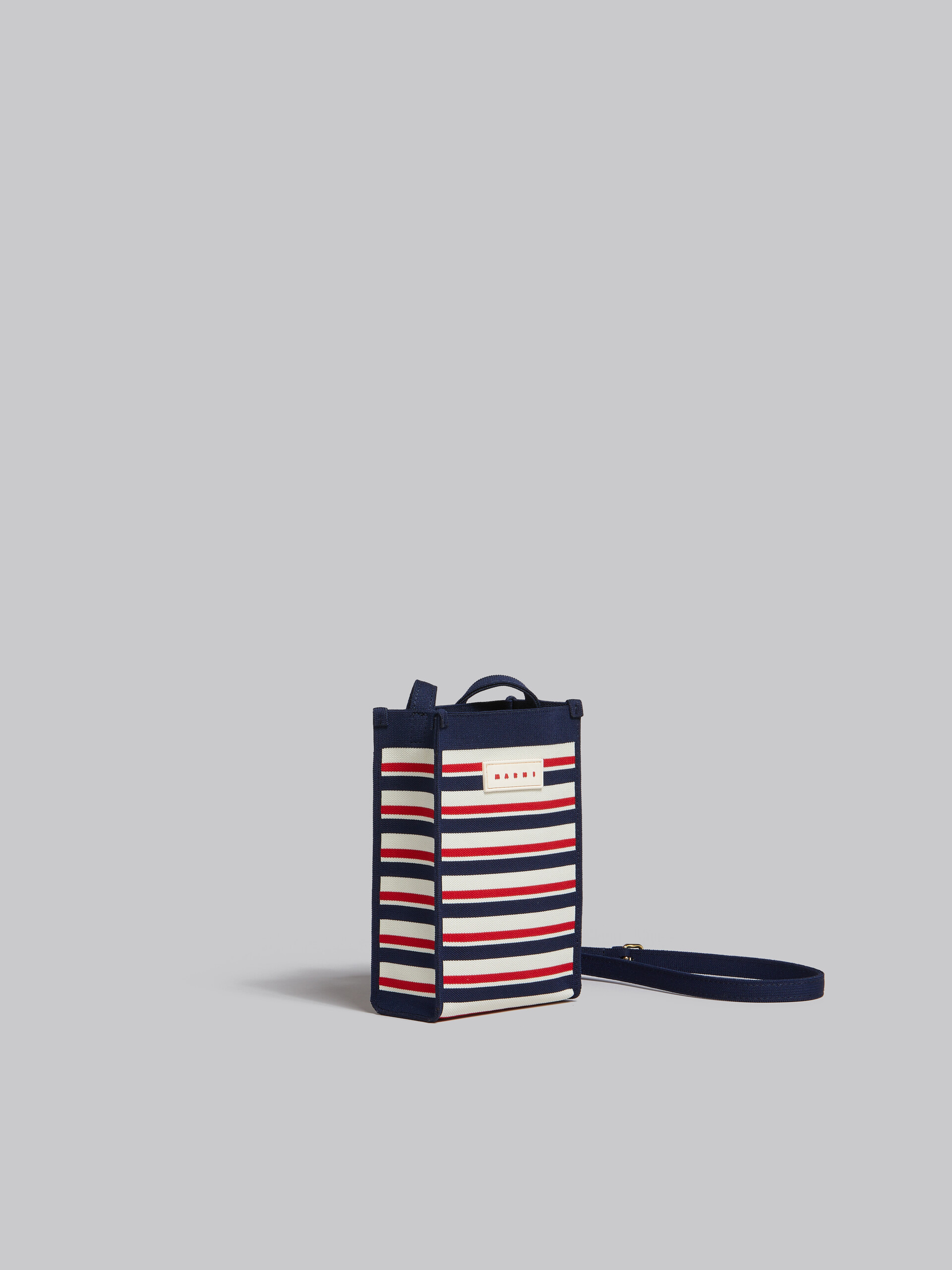 Navy white and red jacquard stripe mini shoulder bag - Shoulder Bags - Image 6