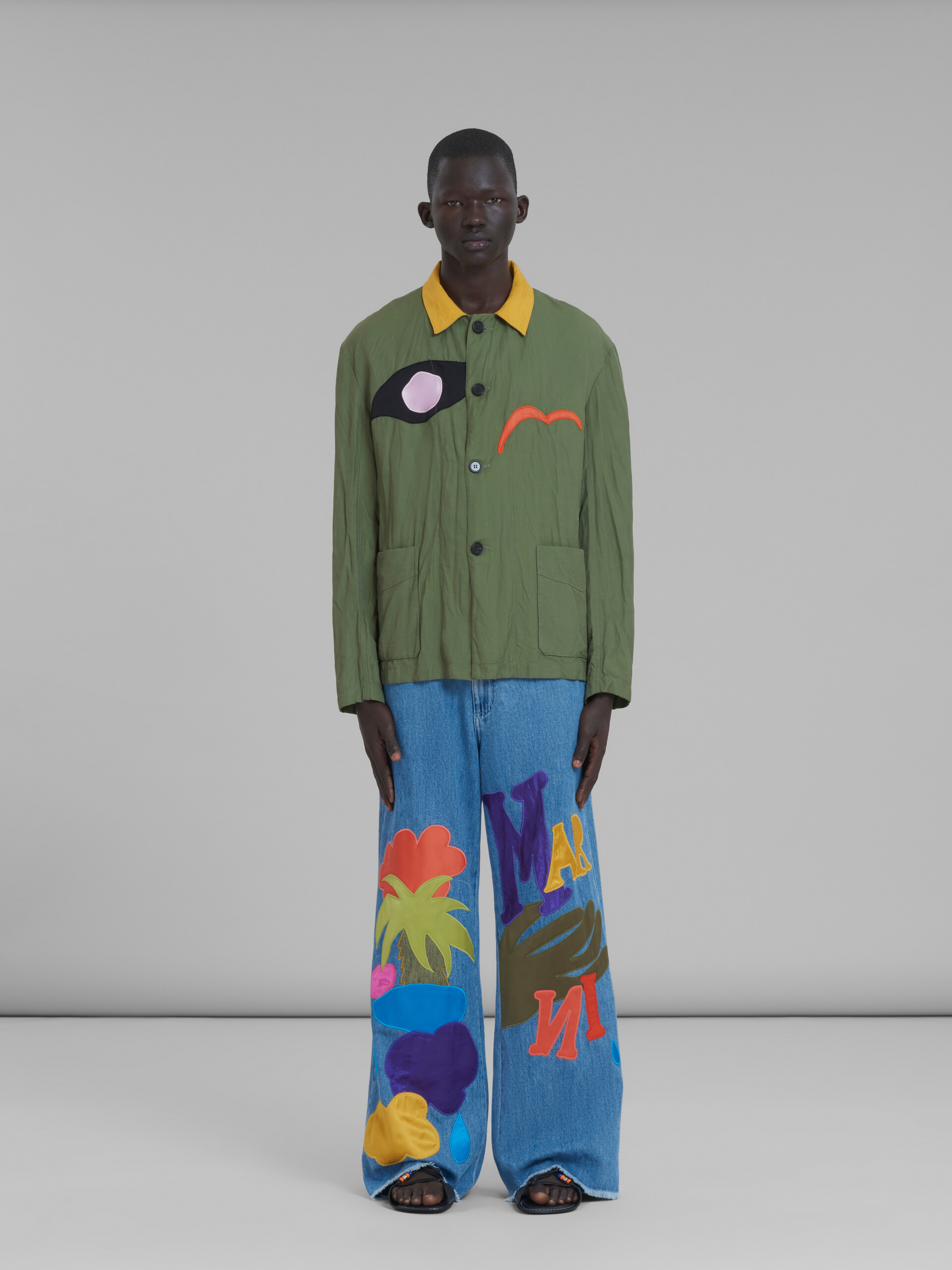 Marni x No Vacancy Inn - Green gabardine jacket with embroidered patches - Jackets - Image 2