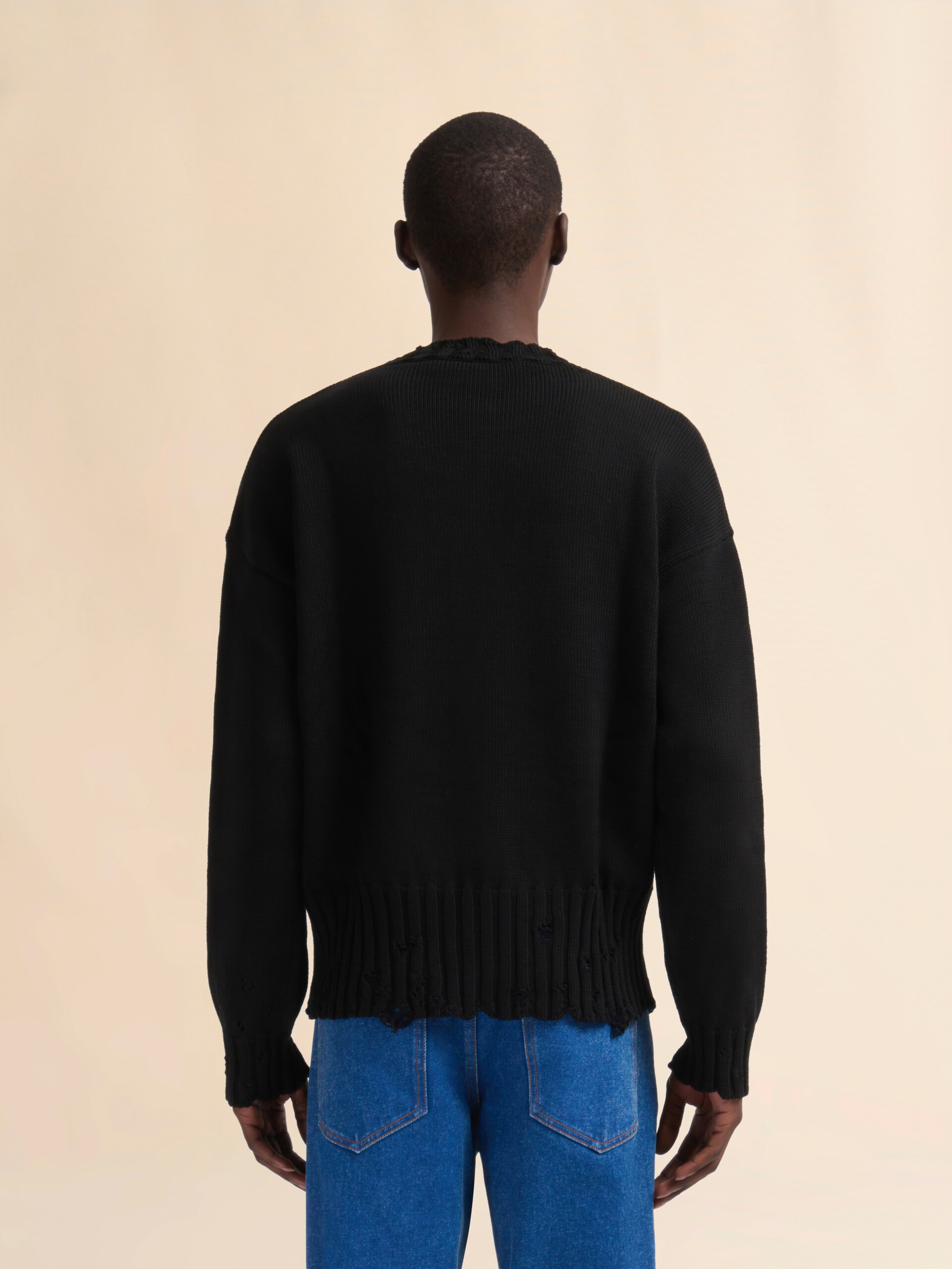 Black twisted crewneck sweater - Pullovers - Image 3