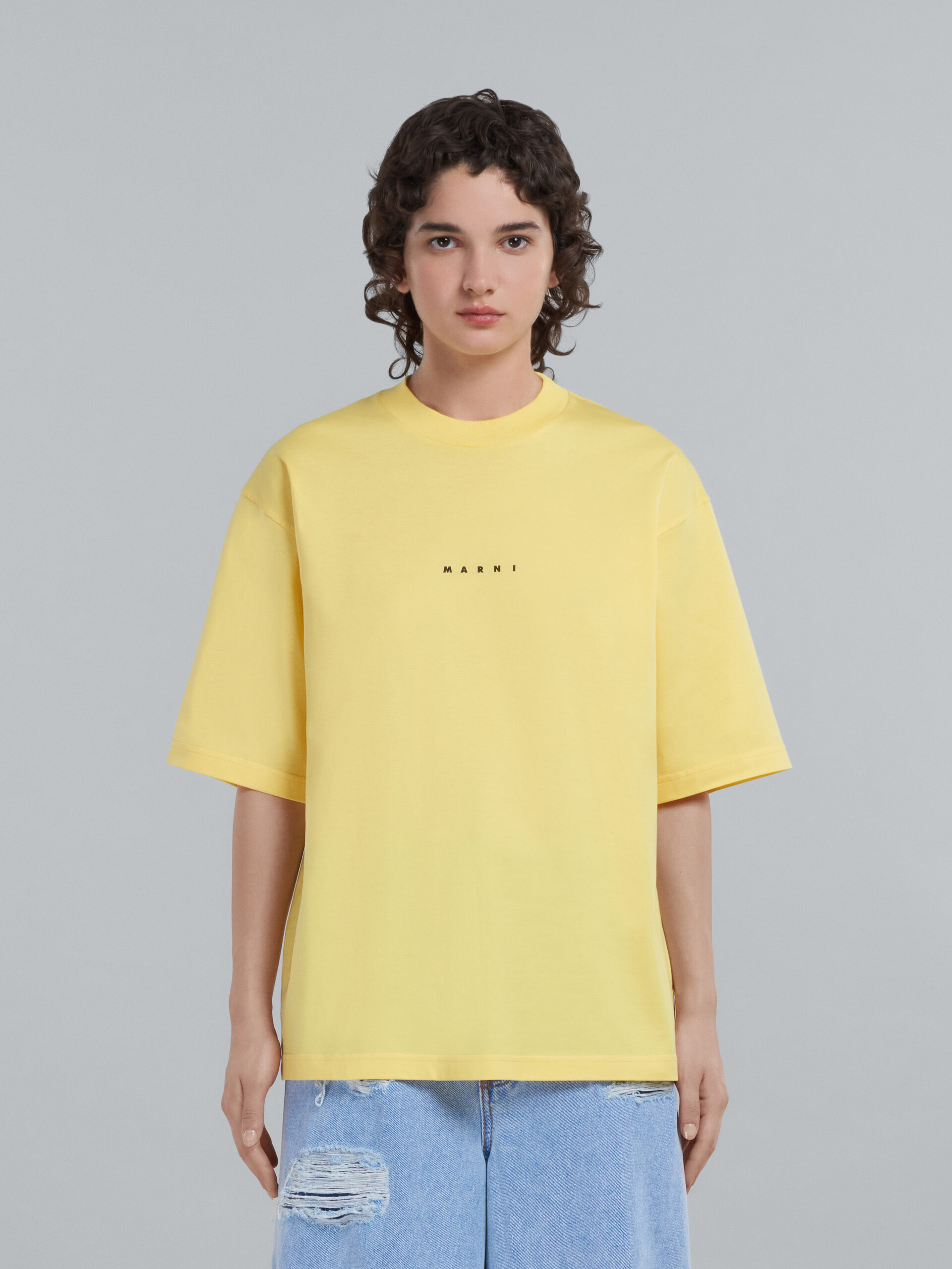 T-shirt en coton biologique jaune avec logo - T-shirts - Image 2