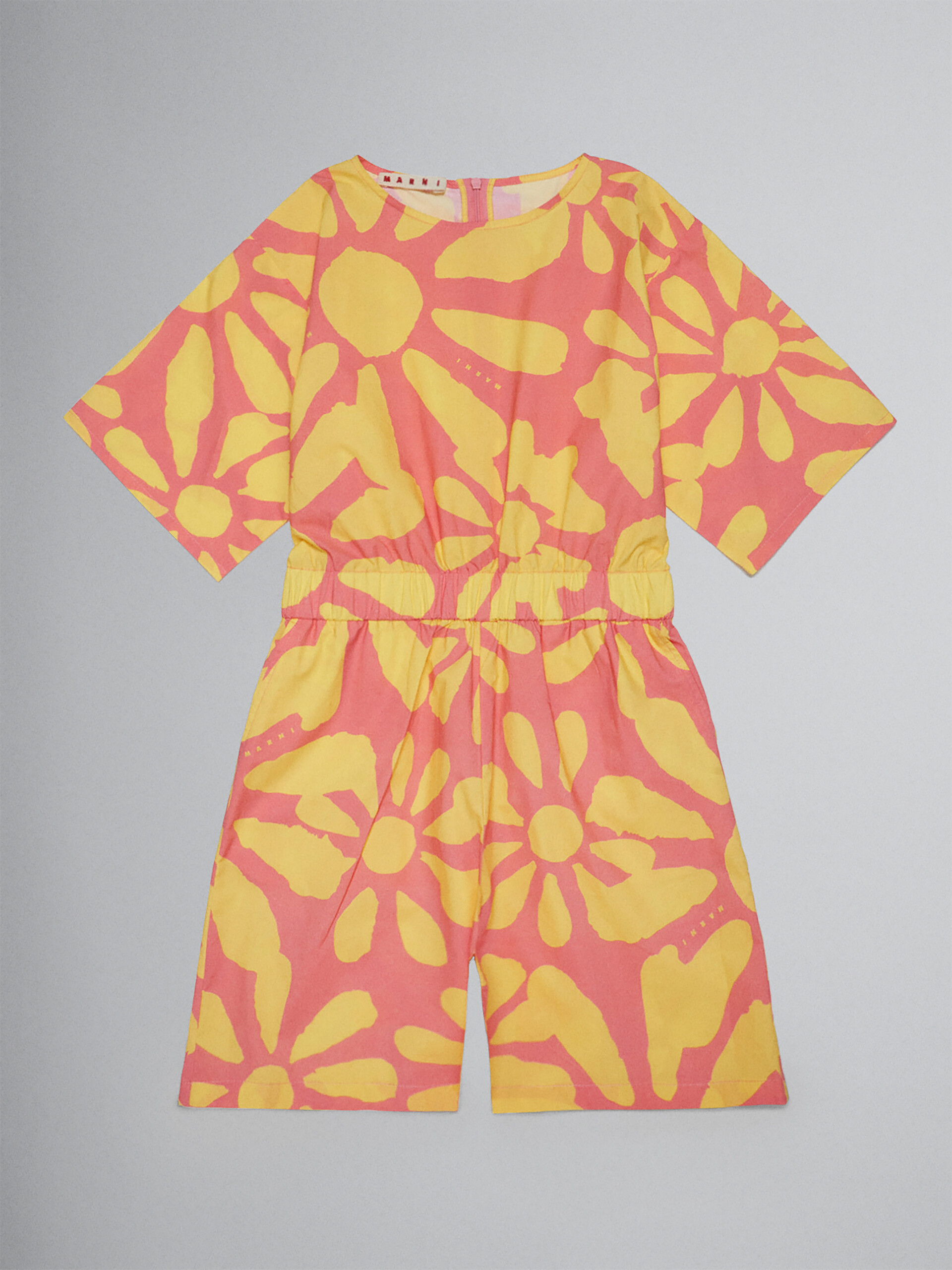 Pink short poplin jumpsuit with Euphoria print - Pants - Image 1