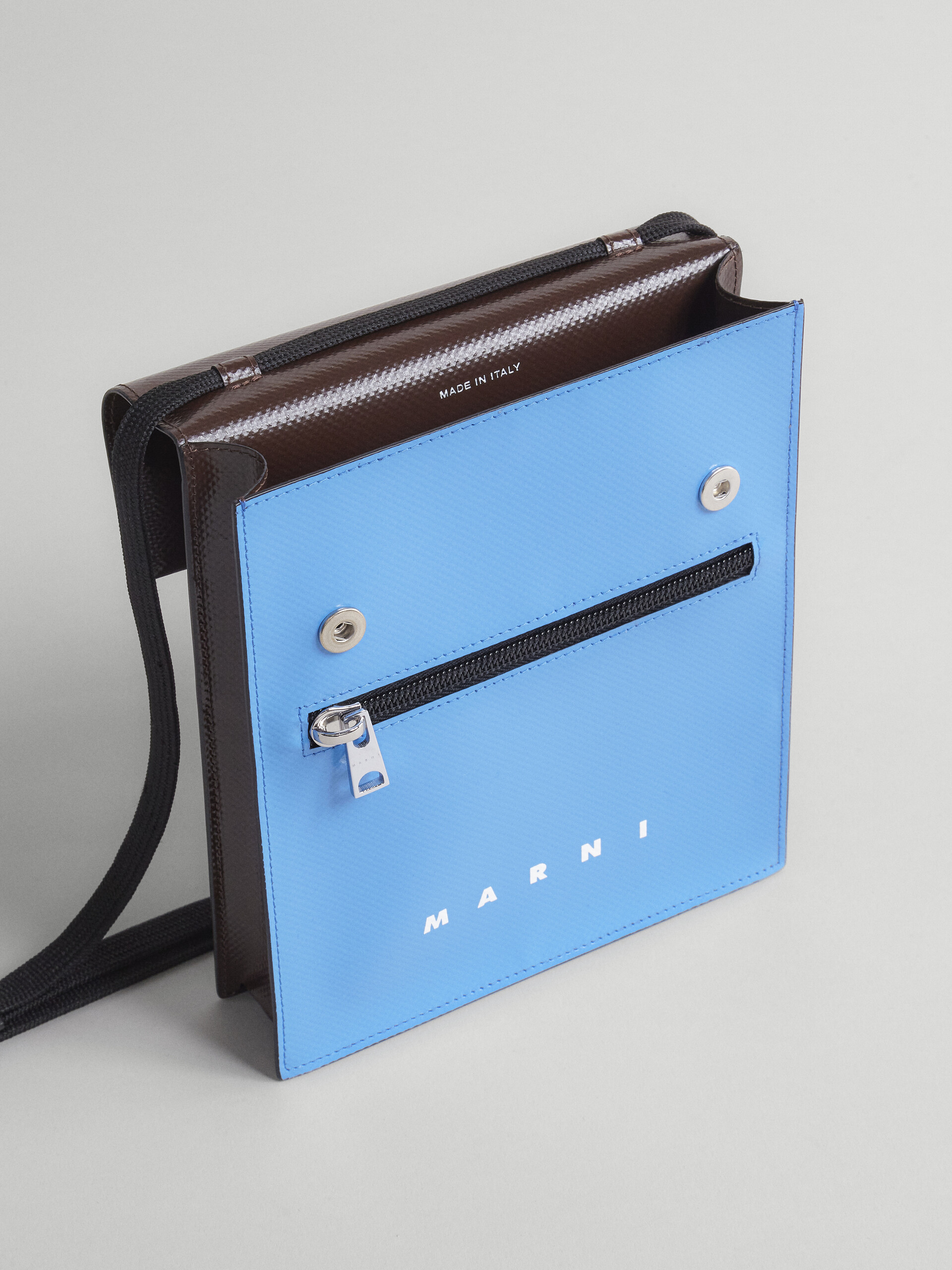Sky blue and brown TRIBECA messenger bag - Shoulder Bags - Image 4