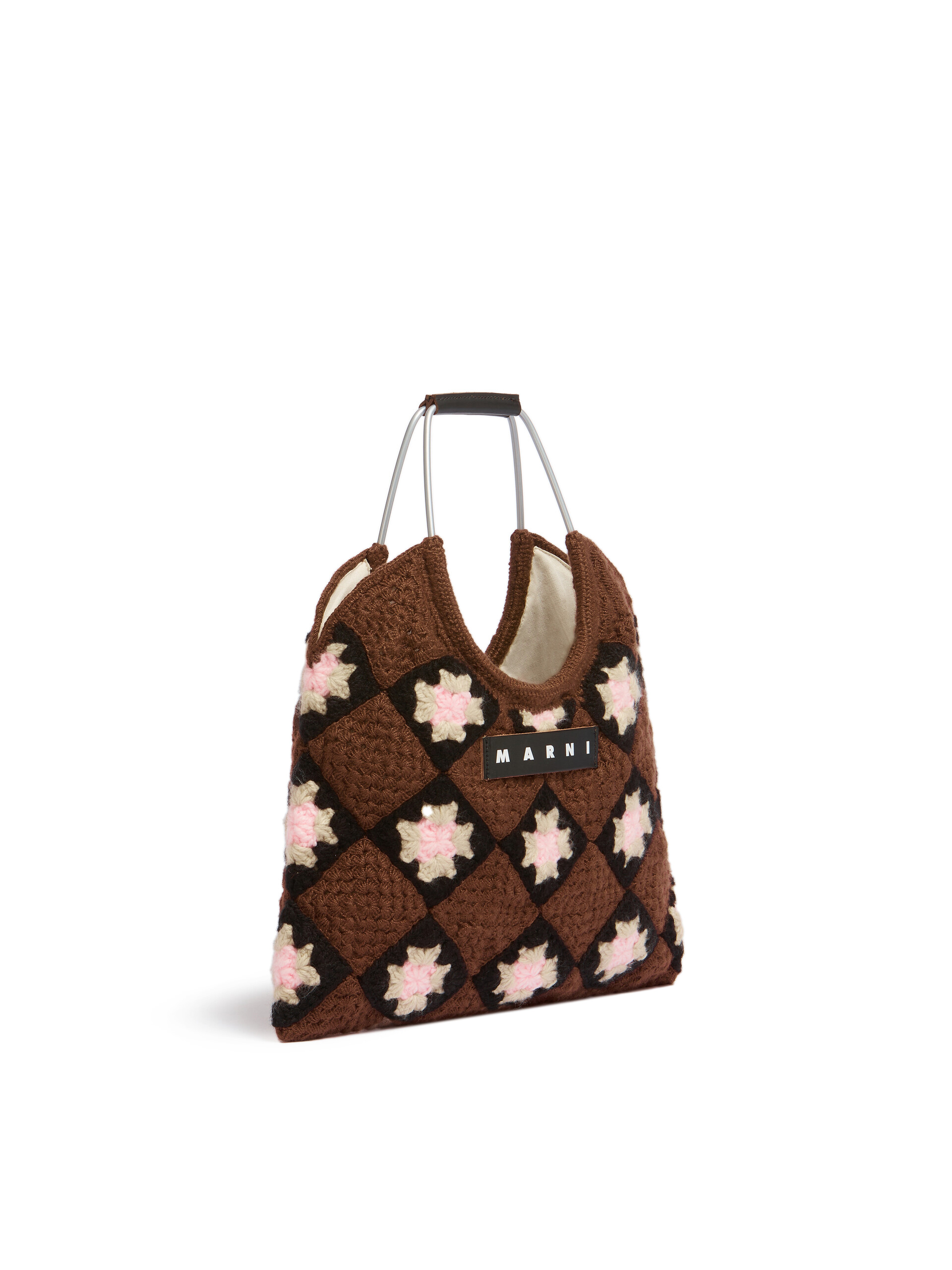 最終価格 MARNI ダークブラウン スエード 2way バッグ ブラウン クロシェ Marni Market Hedgeバッグ | Marni