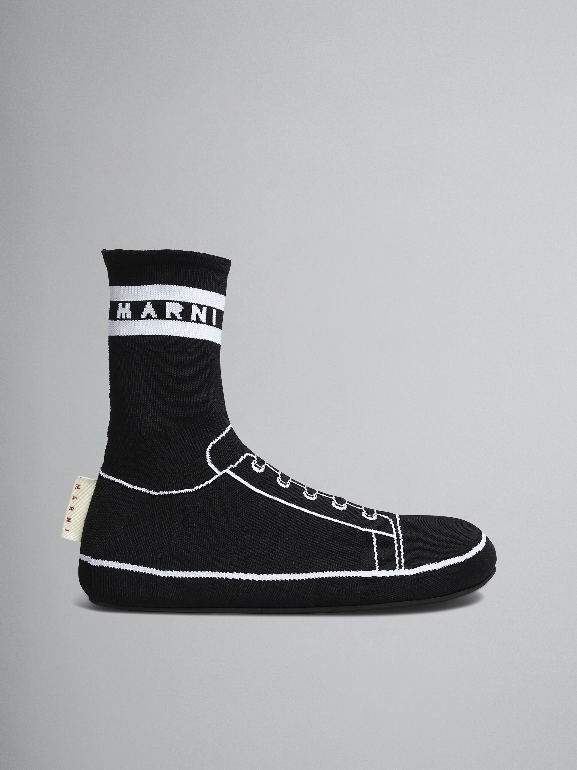 Trompe l'œil jacquard high-top sneaker - Boots - Image 1