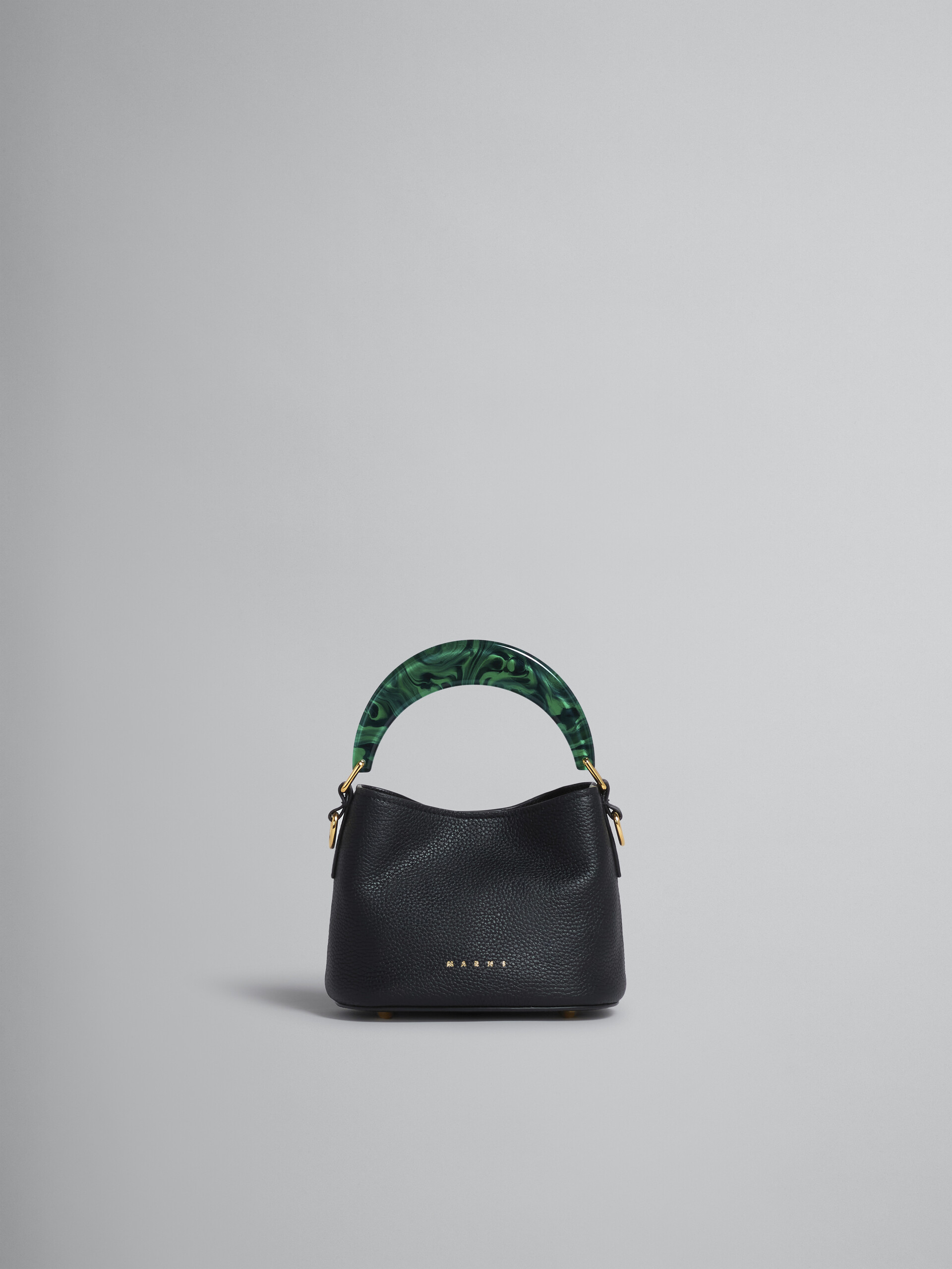 Venice Mini Bucket Bag in black leather - Shoulder Bag - Image 1