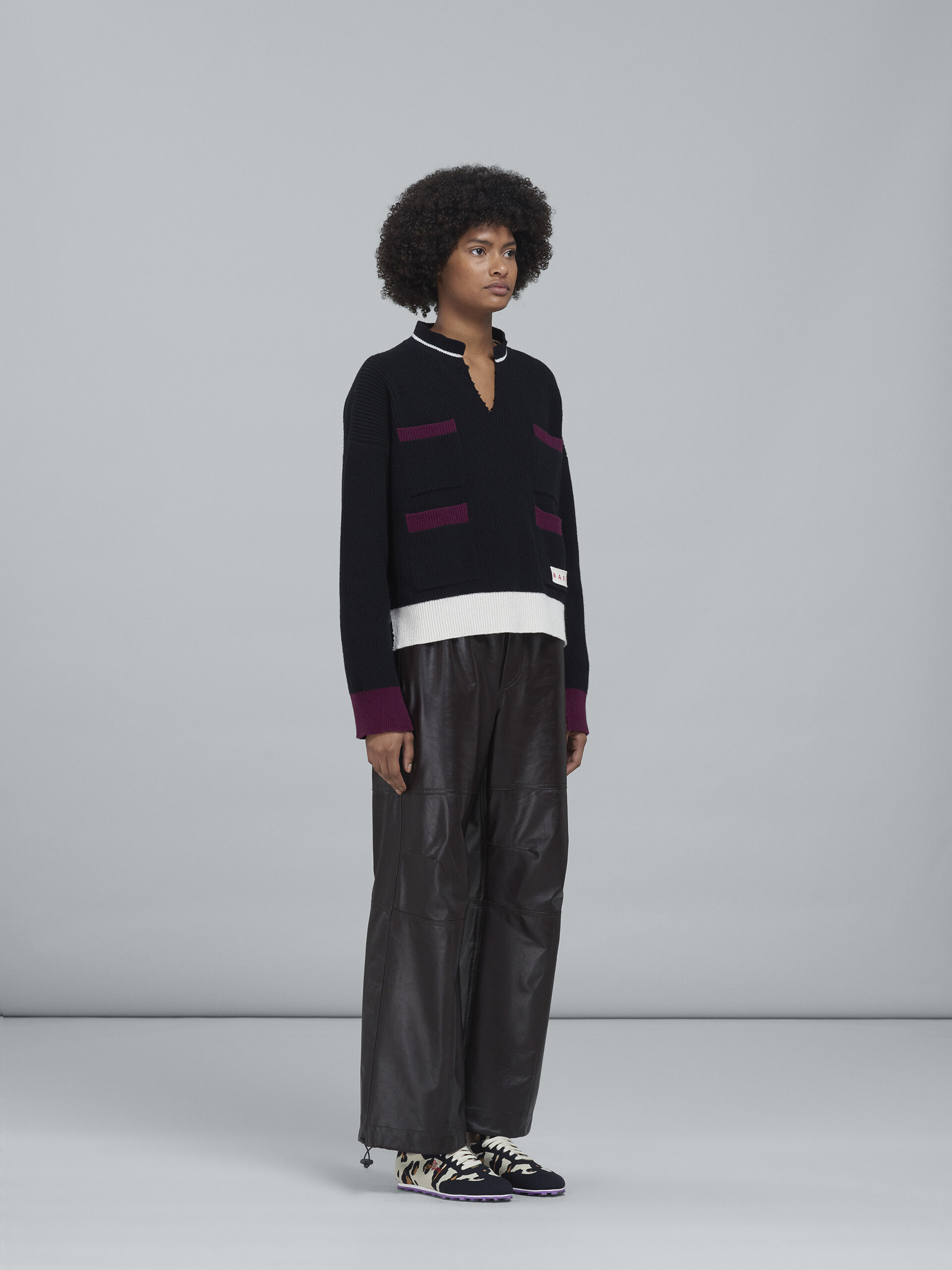 Shetland wool and cotton cropped crewneck sweater - Pullovers - Image 5