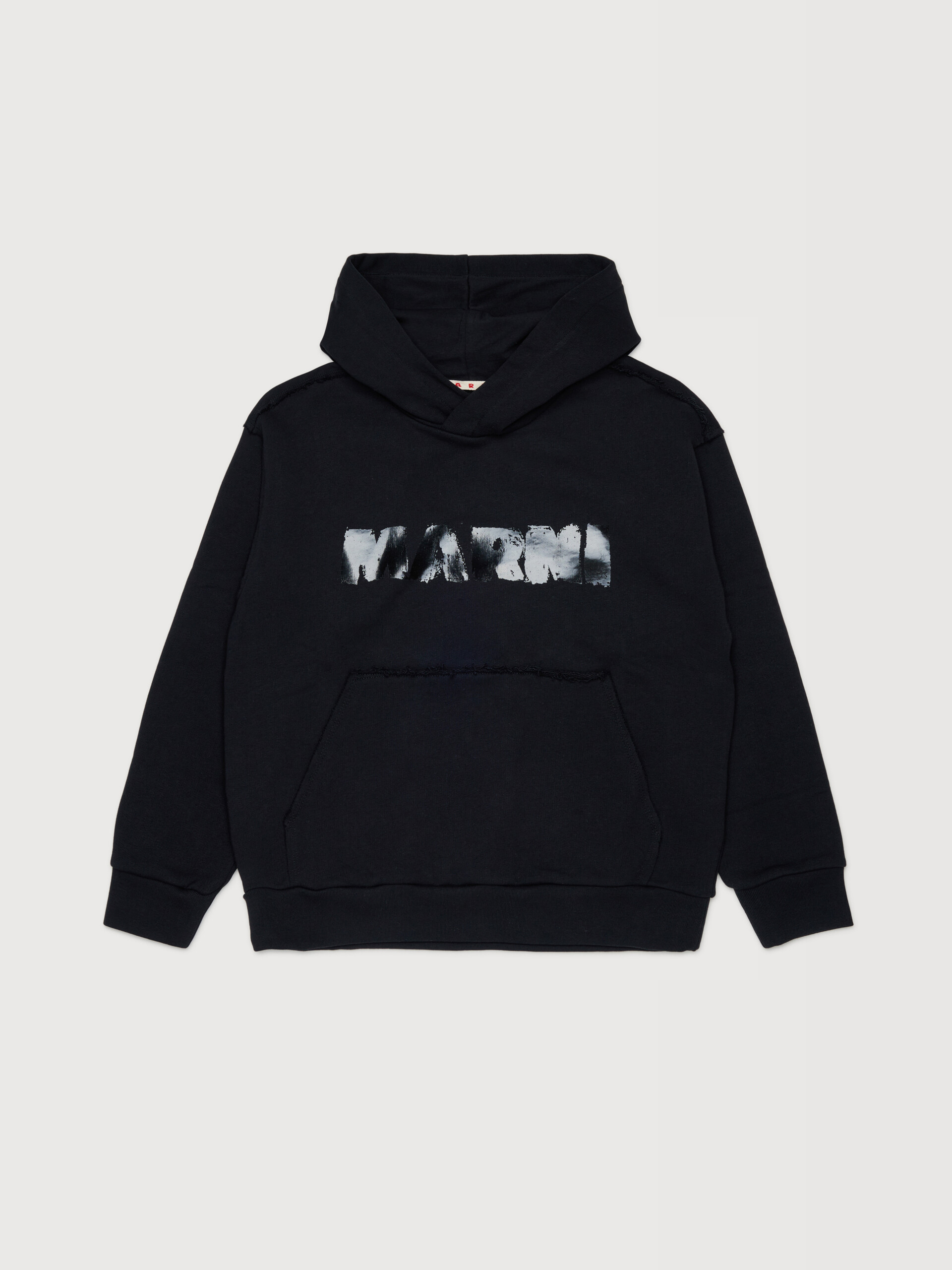 Black cotton hoodie with shiny Marni logo - Sweaters - Image 1