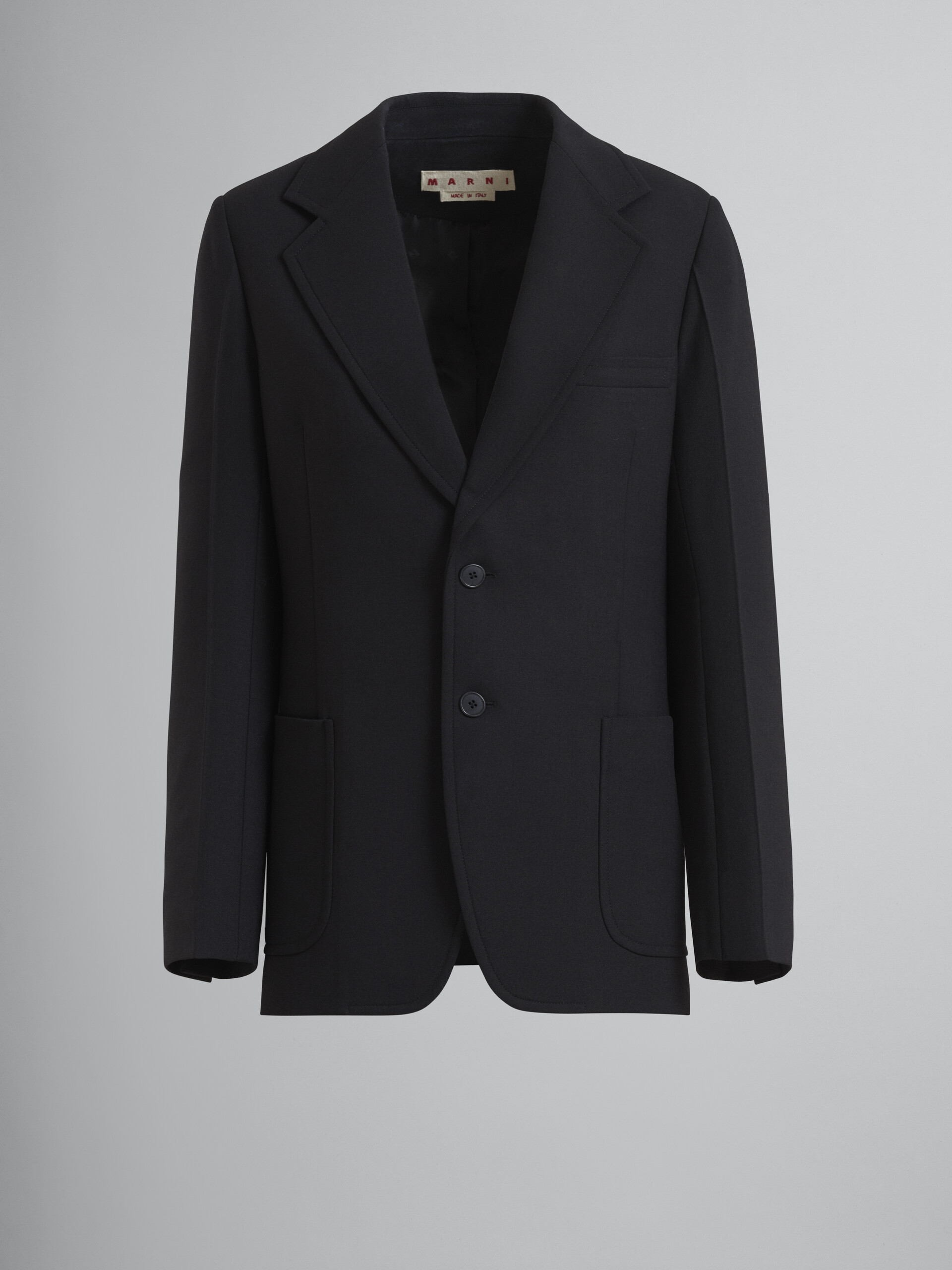 Crepe double wool jacket with lapel collar - Jackets - Image 1