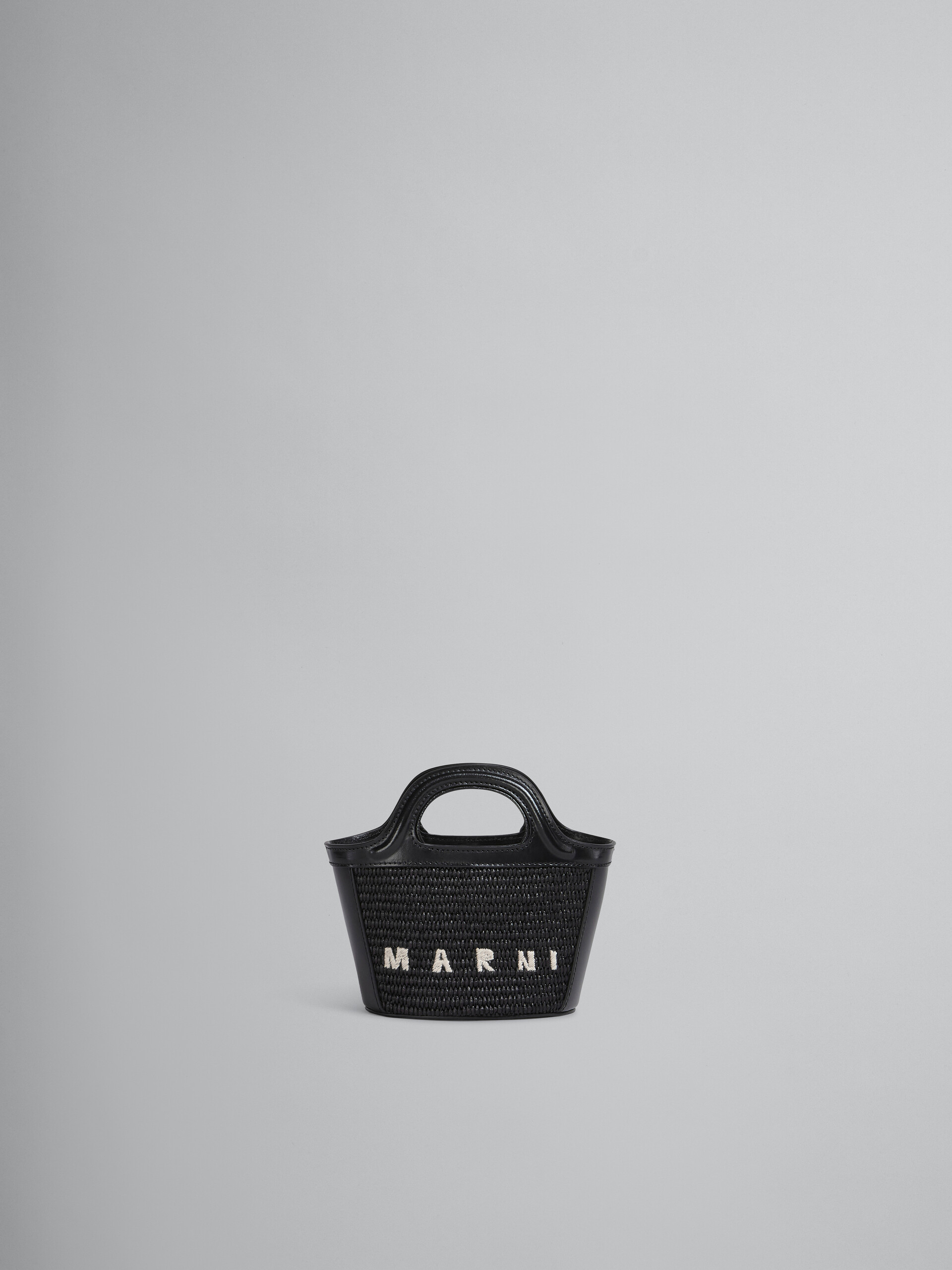 TROPICALIA micro bag in black leather and raffia - Handbags - Image 1