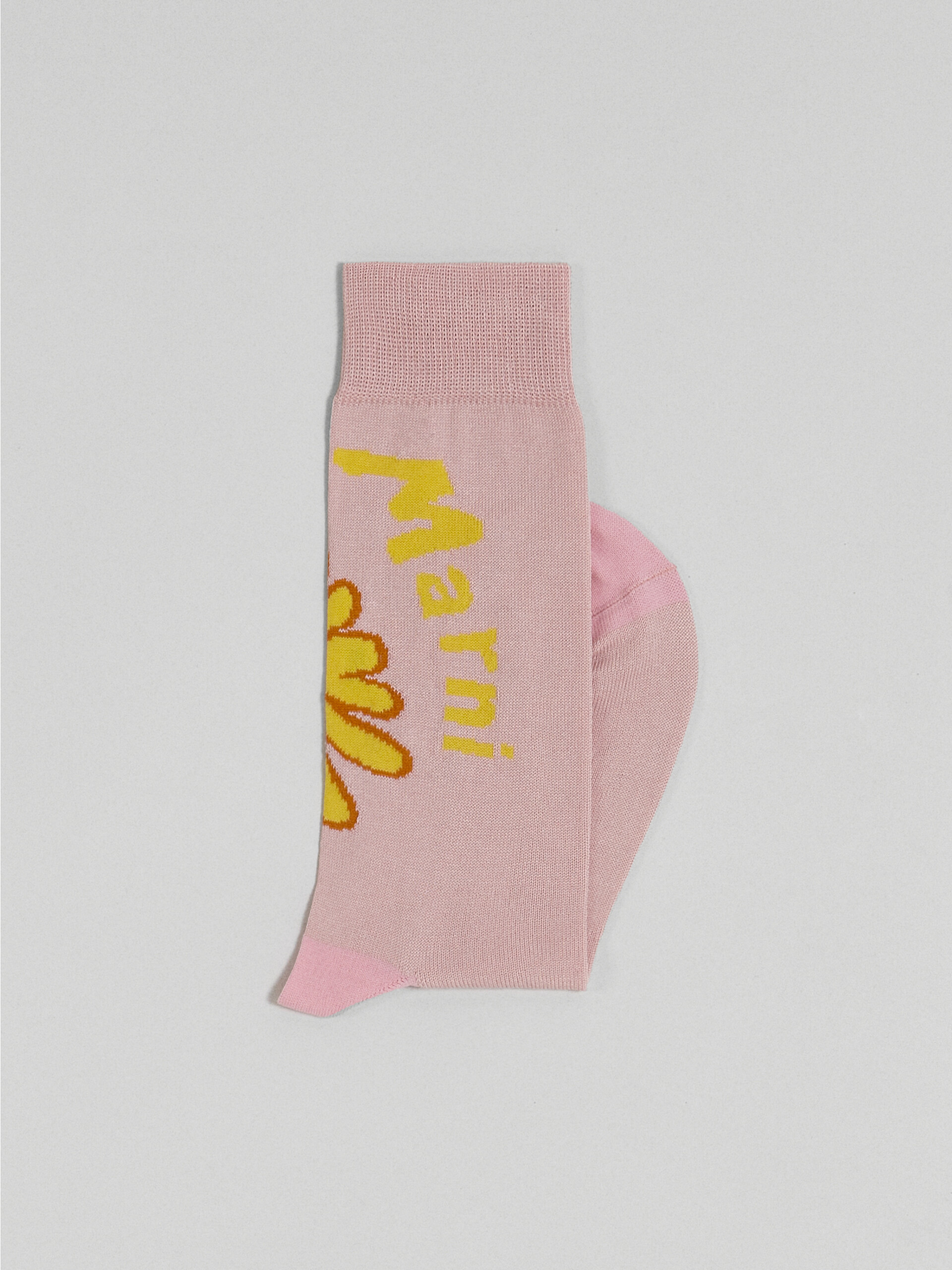 Pink 70’s Flower jacquard cotton and nylon sock - Socks - Image 2