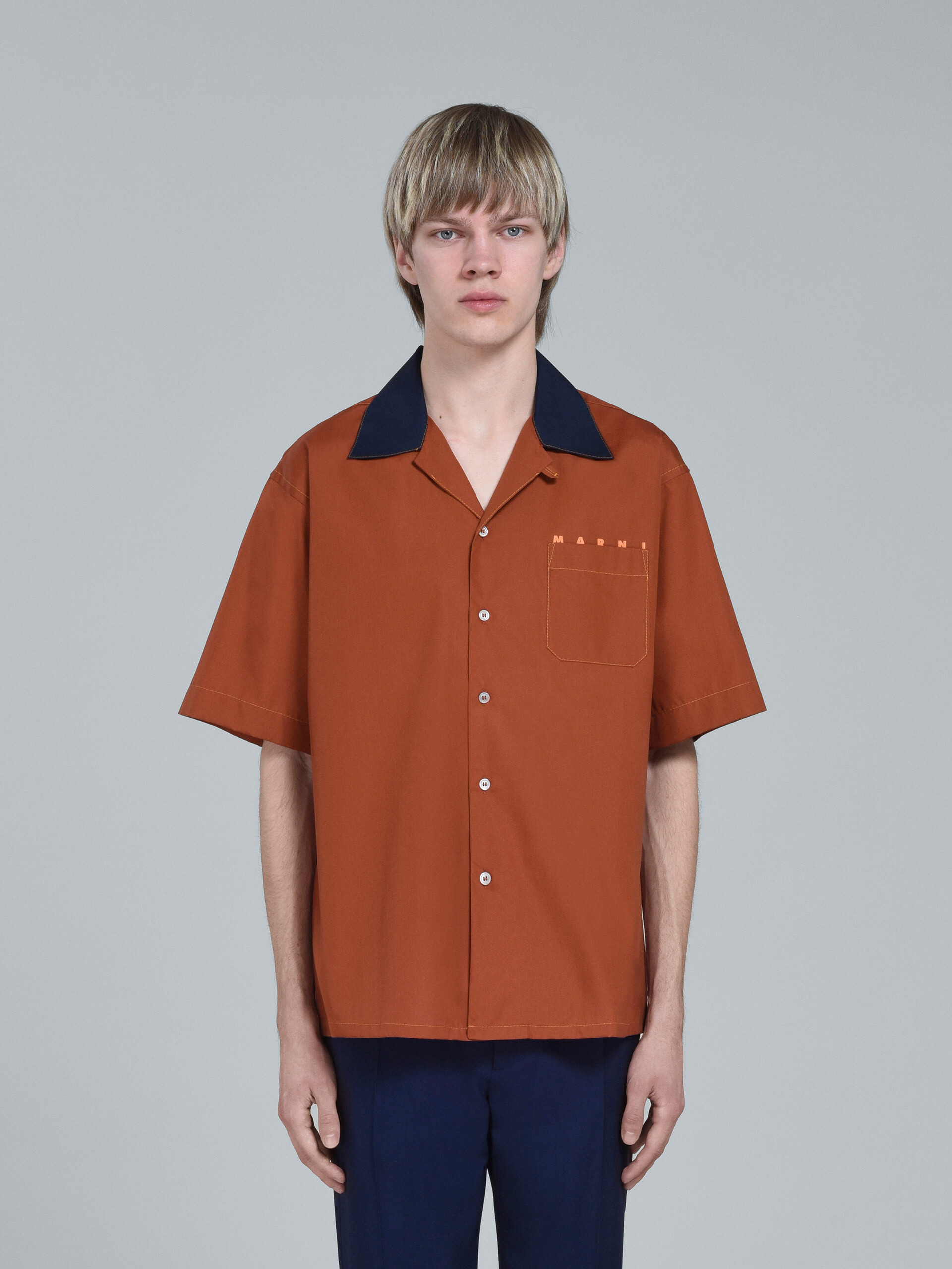 ブラウン ロゴプリント ポプリン製ボウリングシャツ - シャツ - Image 2