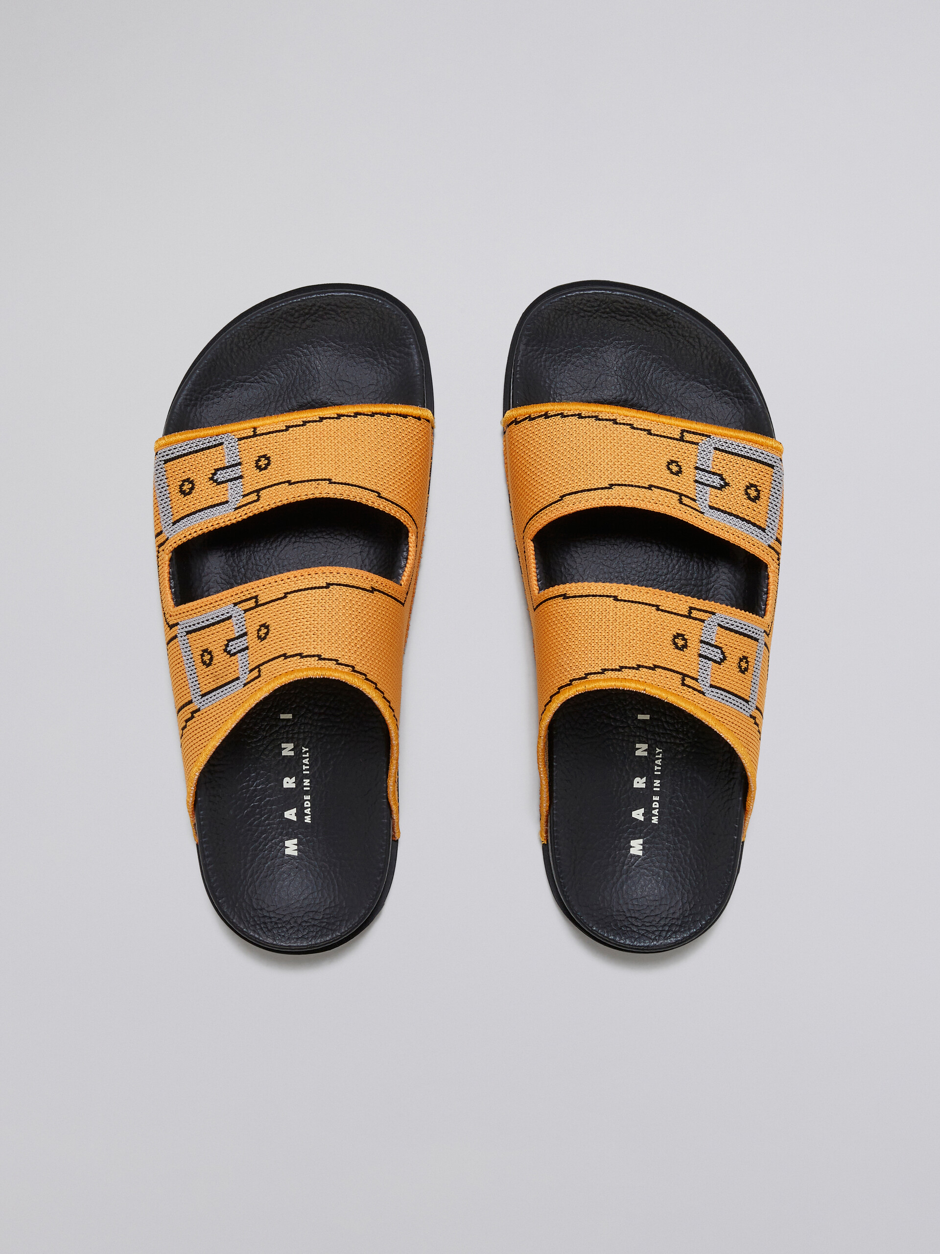 Orange trompe l'œil jacquard two-strap slide - Sandals - Image 4