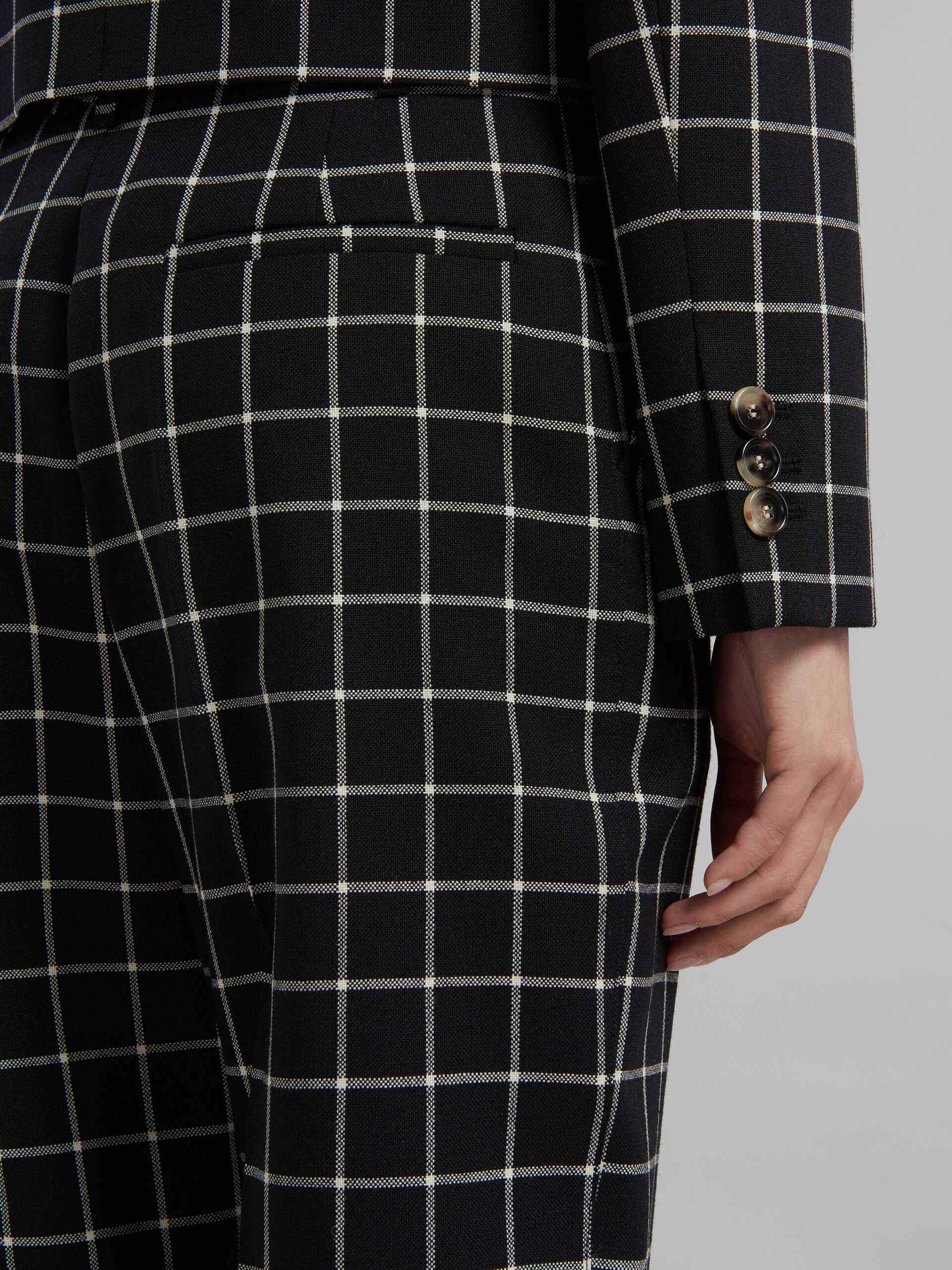 Black checked wool trousers - Pants - Image 4