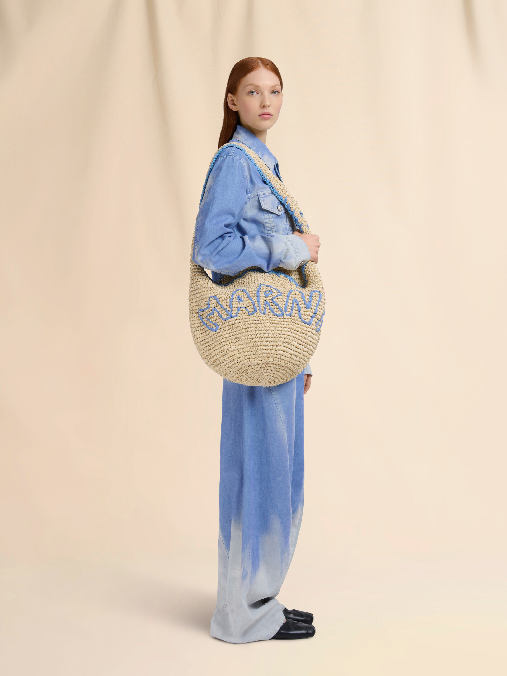 Natural raffia and red Nassa small hobo bag - Shoulder Bags - Image 2