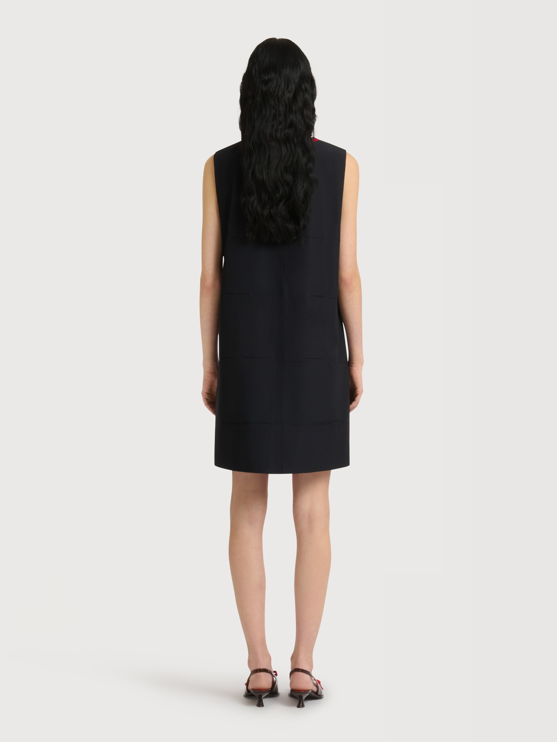 Black techno wool dress with mock neck - Dresses - Image 4