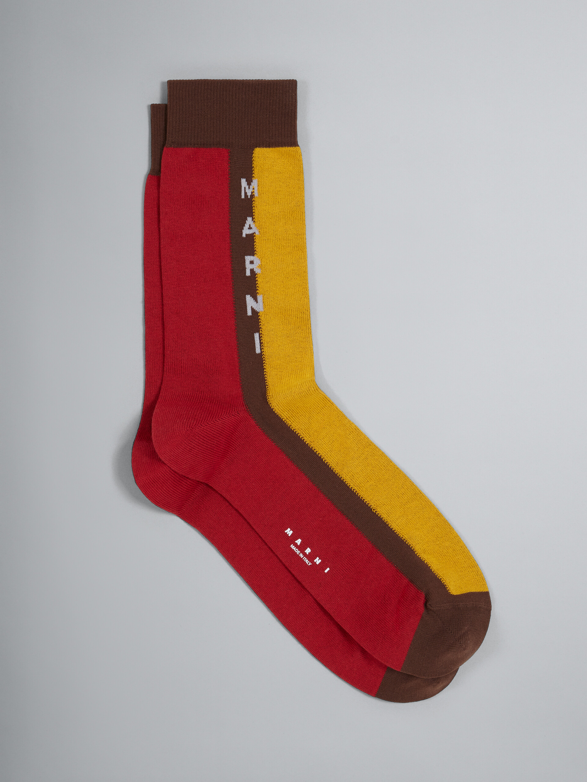 Red and yellow lisle cotton and nylon sock - Socks - Image 1