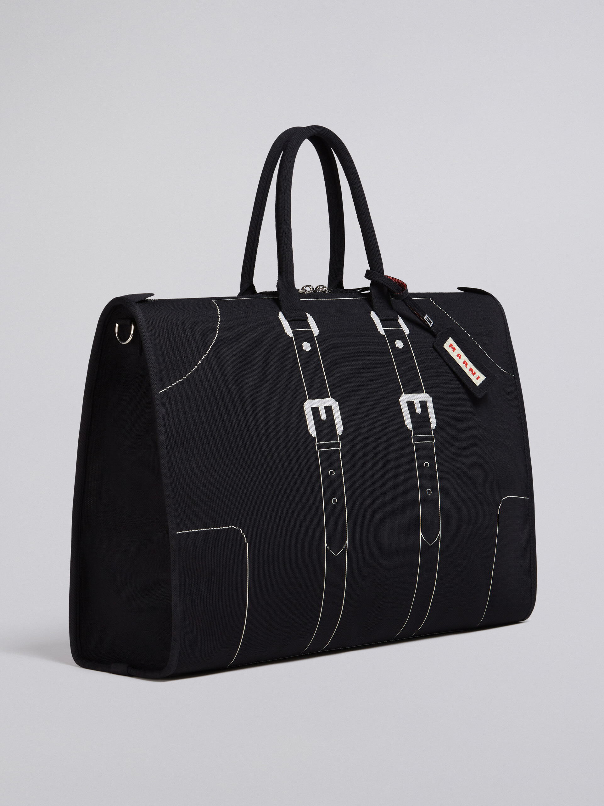 Black trompe-l'œil jacquard travel bag - Travelling Bag - Image 6