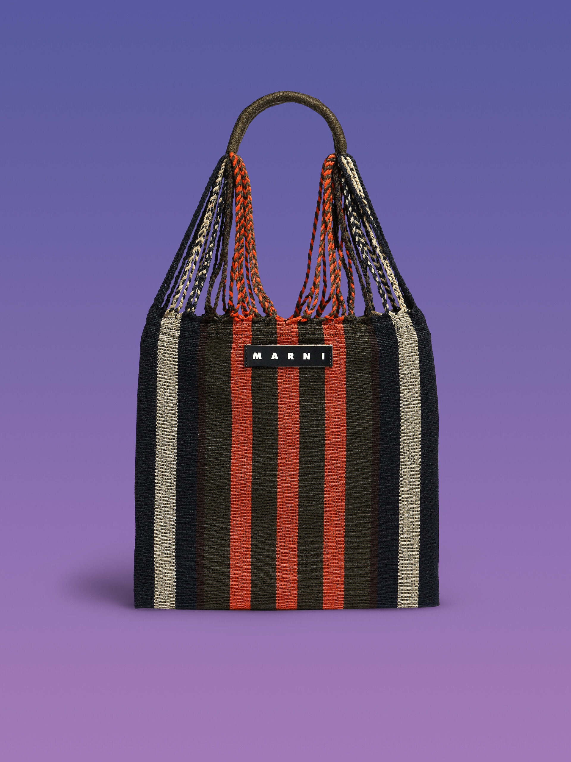 MARNI MARKET shopping bag in polyester with hammock-like handle grey turquoise and red - Bags - Image 1
