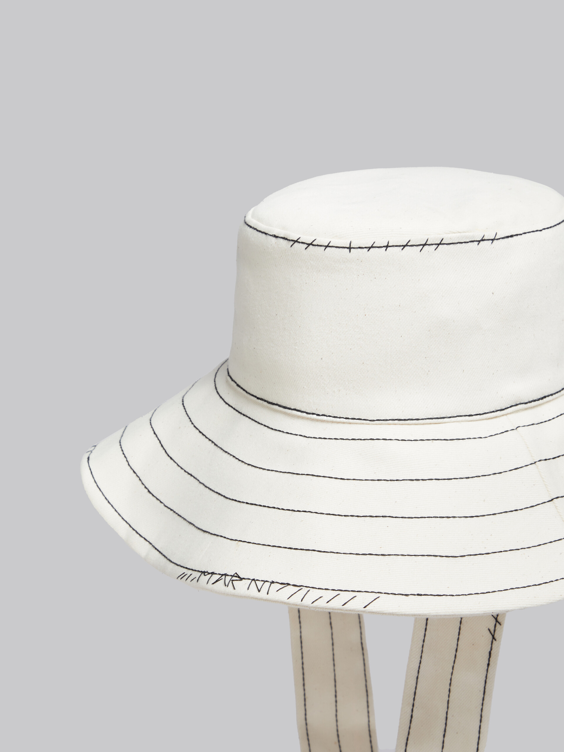 Ecru bio denim bucket hat with straps - Hats - Image 4