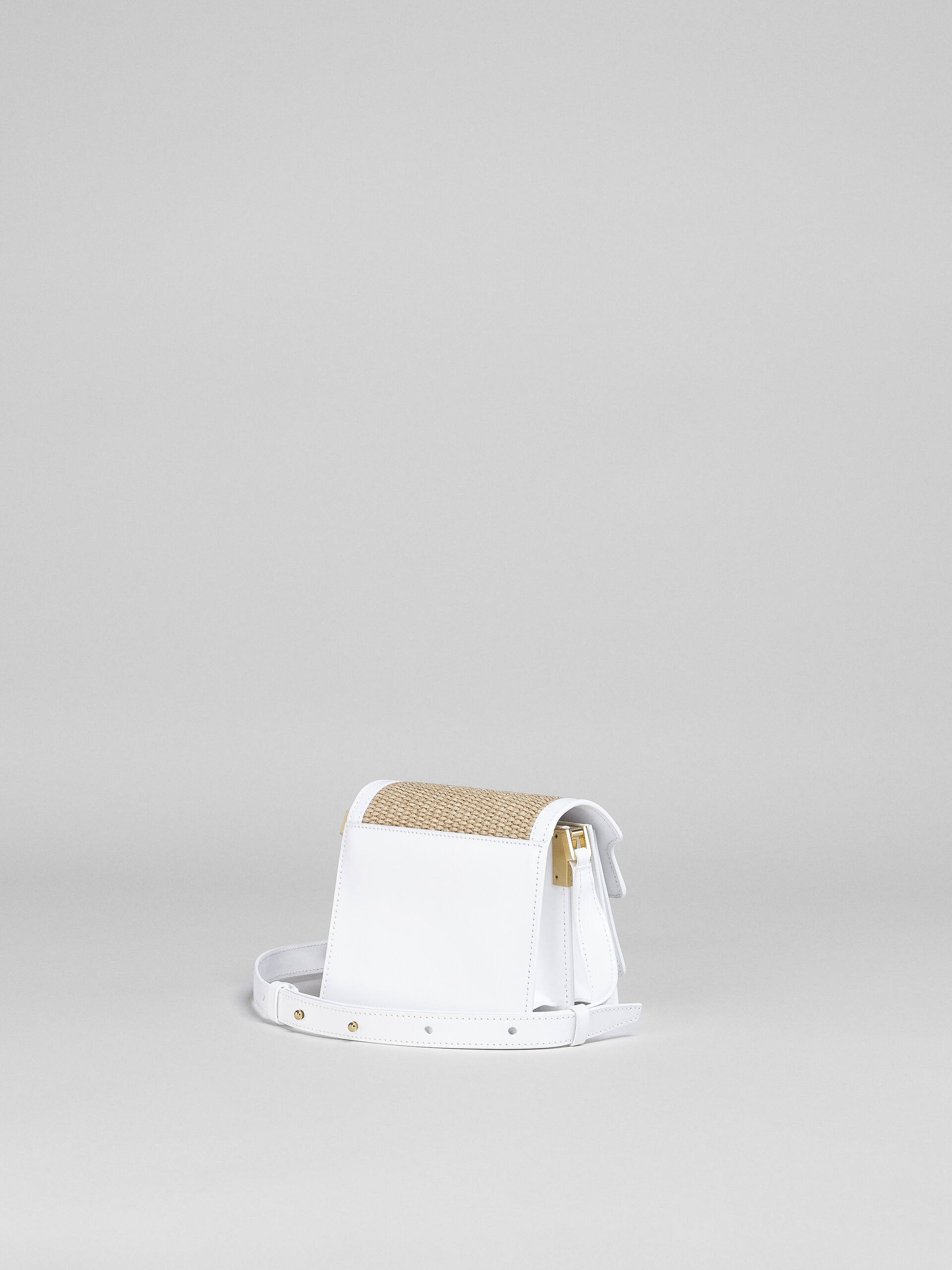TRUNK SOFT mini bag in white leather and raffia - Shoulder Bags - Image 2